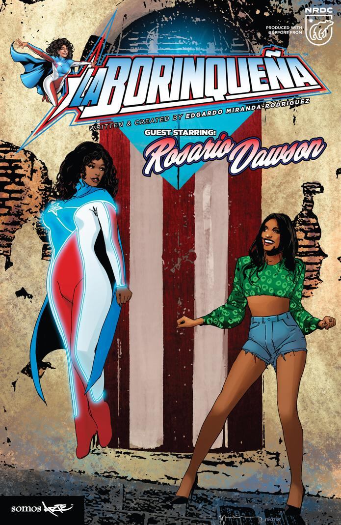 Imagen donde se aprecia la portada realizada por el artista Bill Sienkiewicz para "La borinqueña Guest Starring Rosario Dawnson".