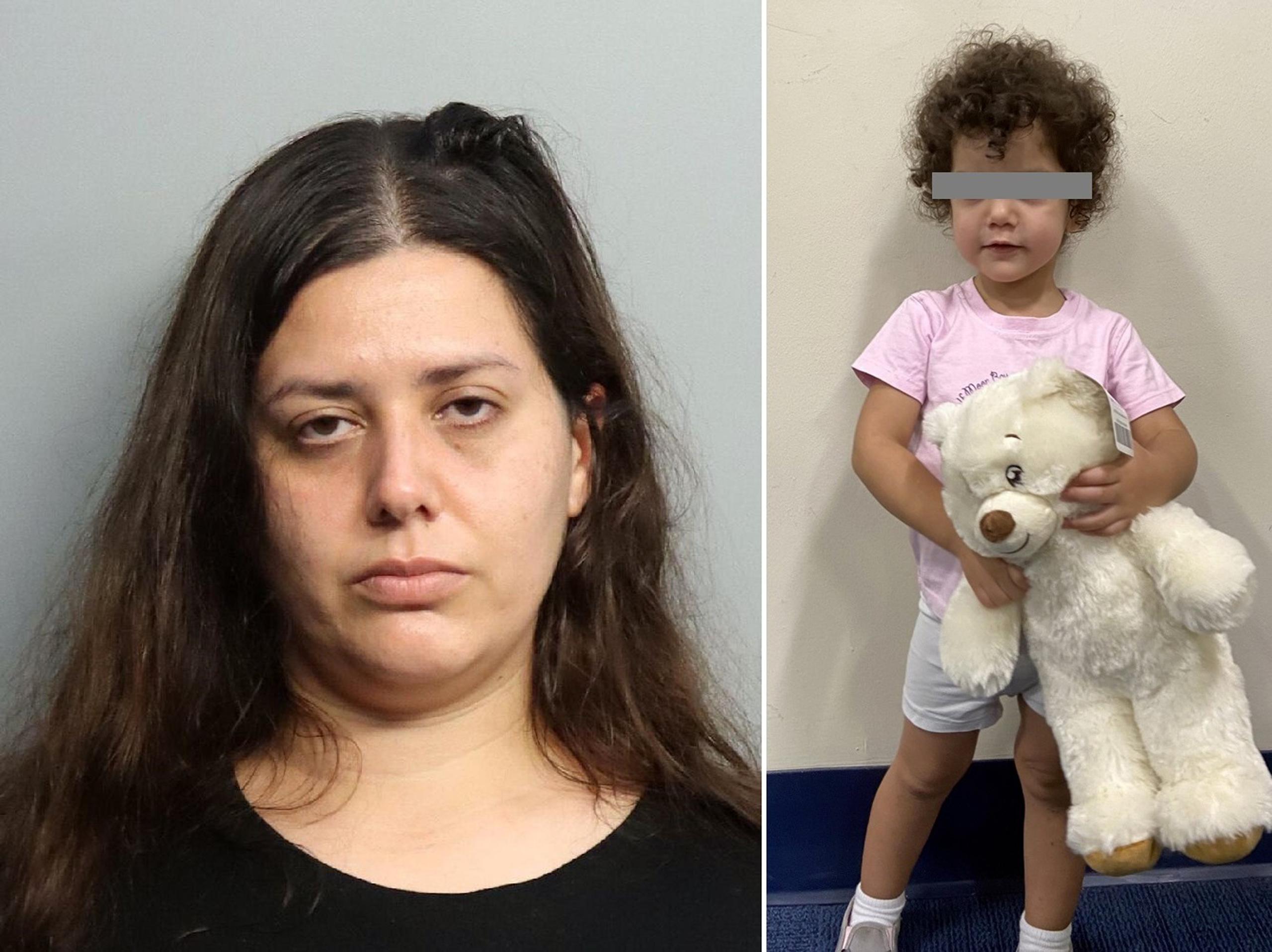 El informe de arresto señaló que la mujer, identificada como Carolina Vizcarra, de 33 años, regresó al hospital “muchas horas” después de abandonar a su hija.