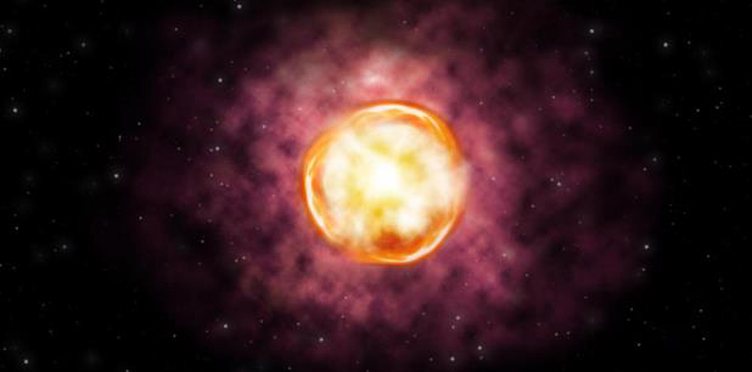 Representación artístico de la supernova de inestabilidad de pares SN 2016iet. (Ilustración: Joy Pollard. Crédito/Observatorio Gemini / NSF / AURA /GDA)