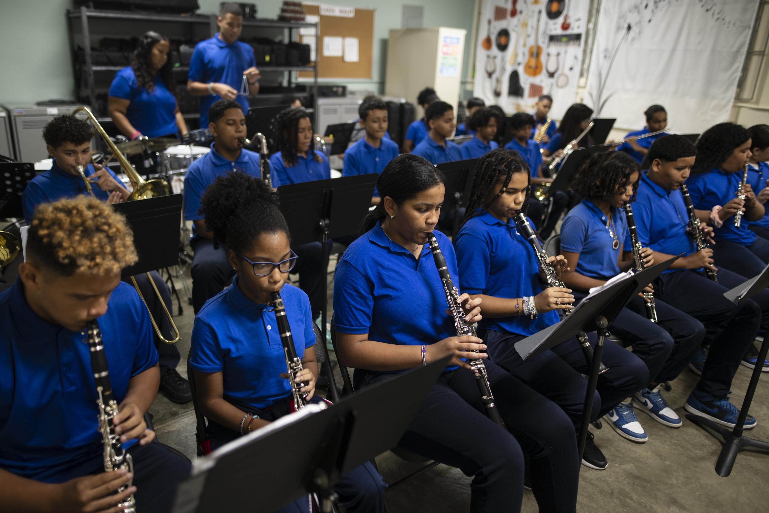 La banda de la Escuela William D. Boyce de Caparra se inició en septiembre del 2022 e integra 30 estudiantes de octavo grado.