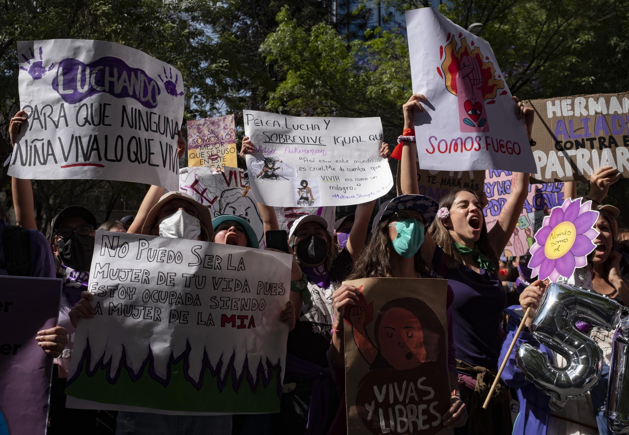 Manifestación contra la violencia de género en la Ciudad de México el 8 de marzo de 2022.