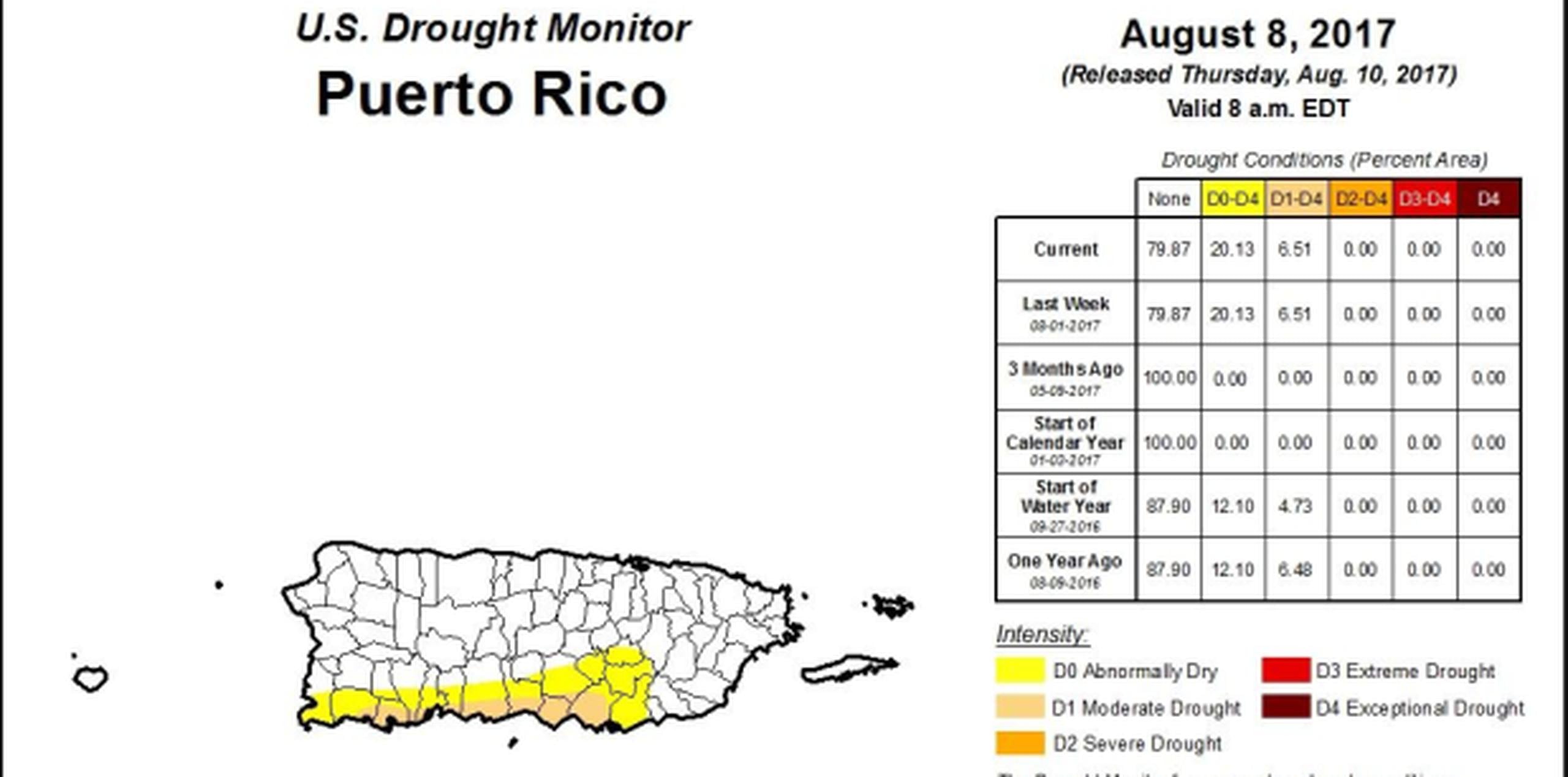 Alrededor del 20 por ciento de la Isla está en sequía ligera a moderada. (Captura)