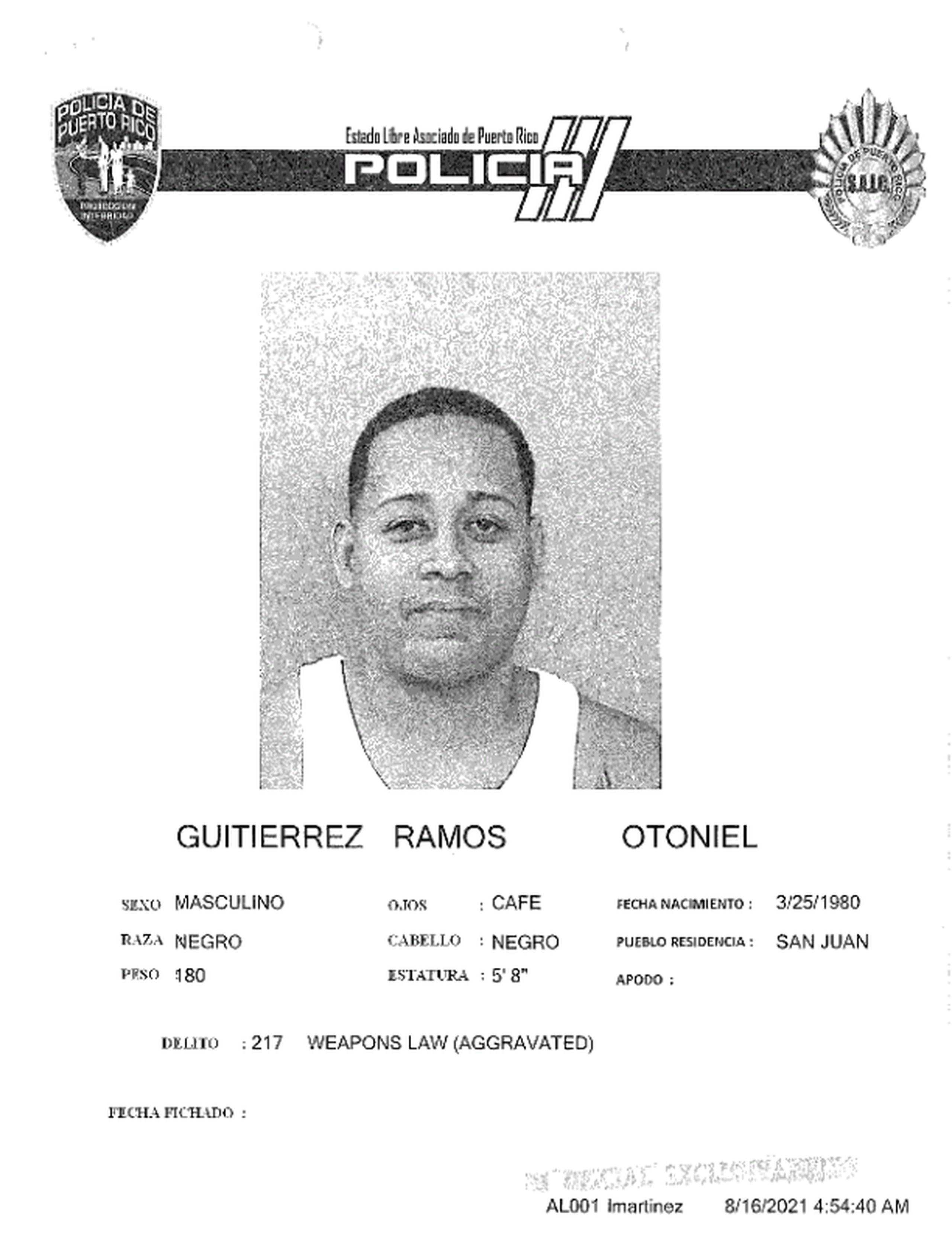 Otoniel Gutiérrez Ramos es una de las dos víctimas de una balacera ocurrida en un restaurante de Piñones, en Loíza.