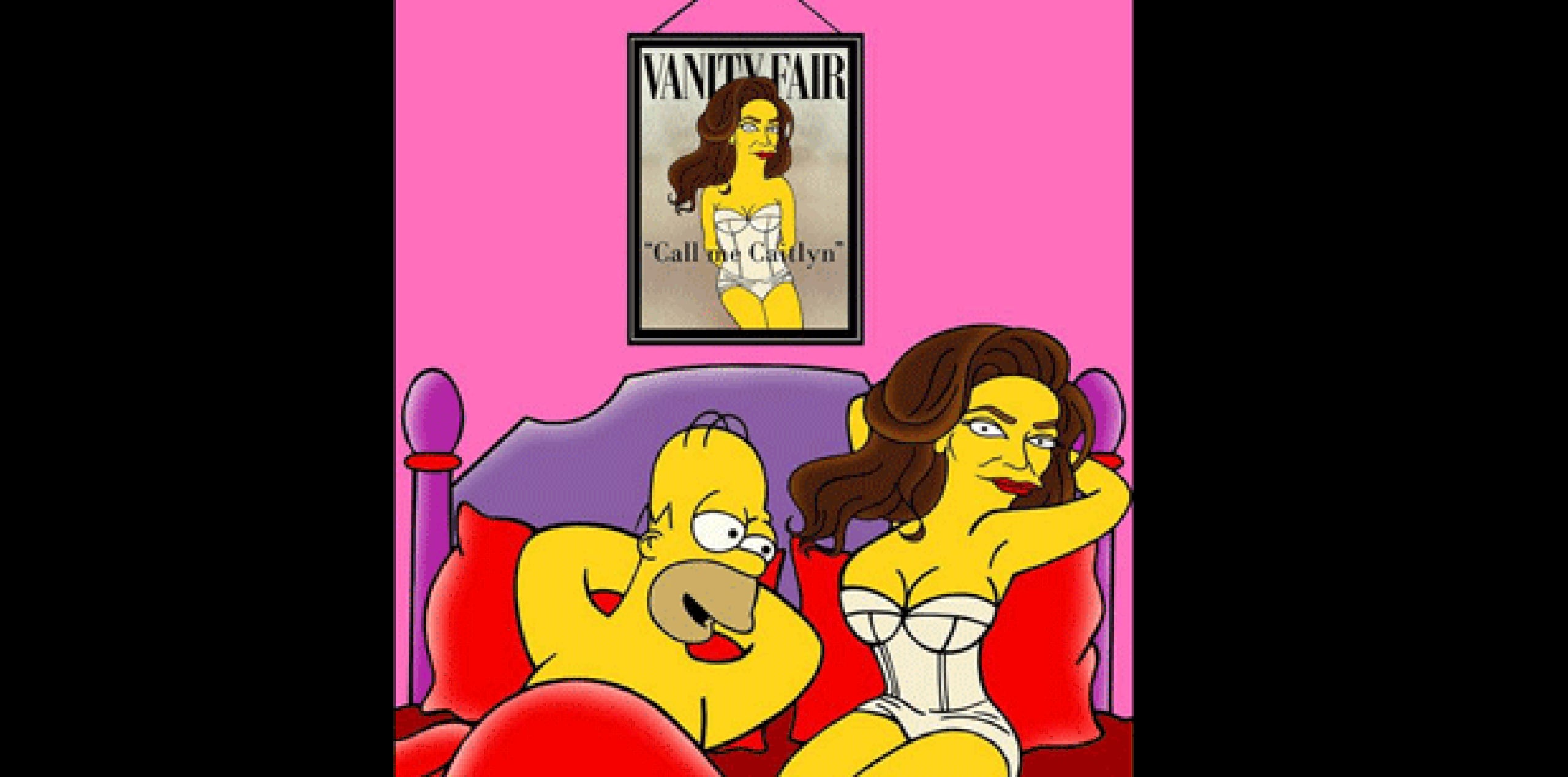 En esta ilustración muestra a Caitlyn Jenner y a Homero Simpson juntos, en una cama.  (facebook.com)