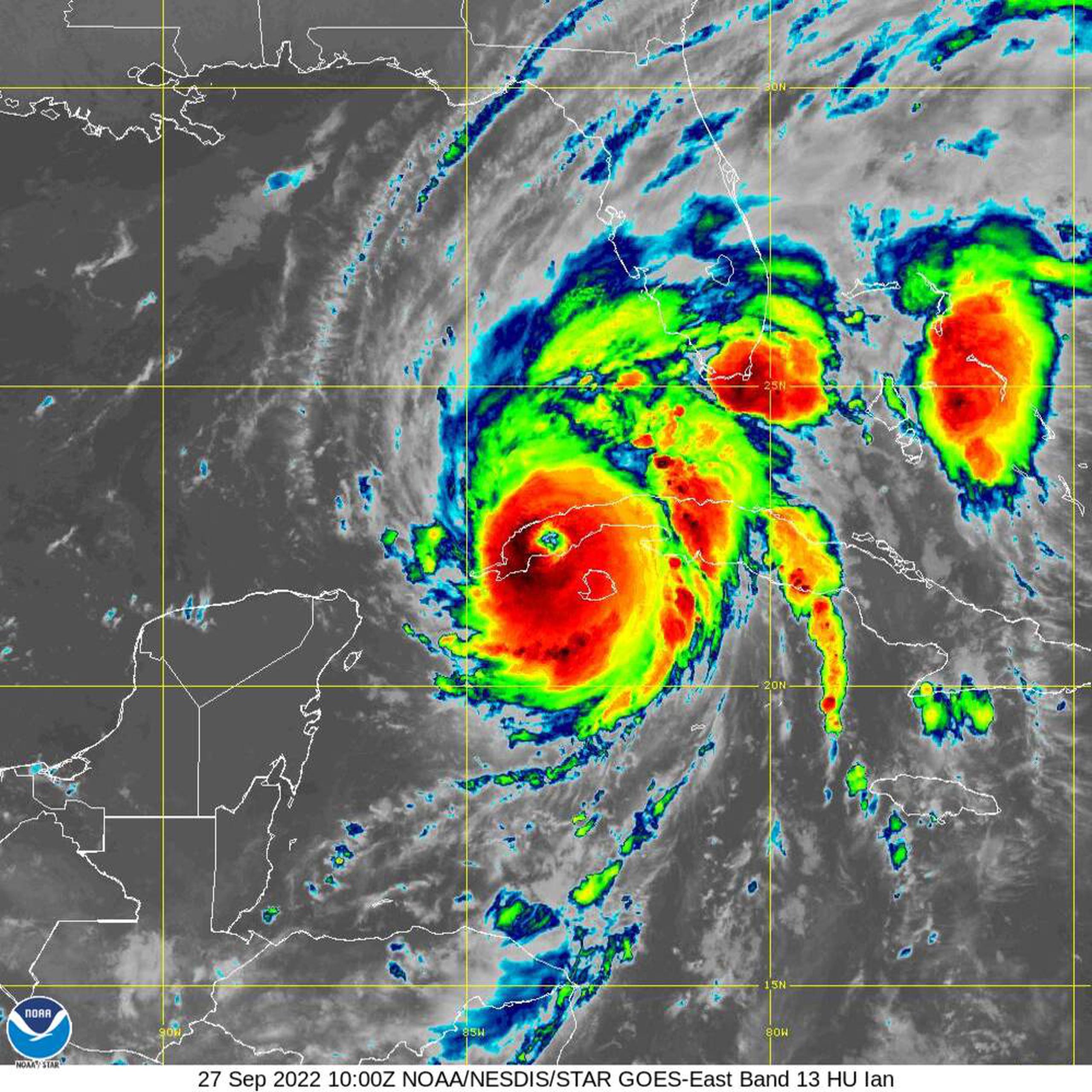 Imagen de satélite del huracán Ian el 27 de septiembre de 2022.