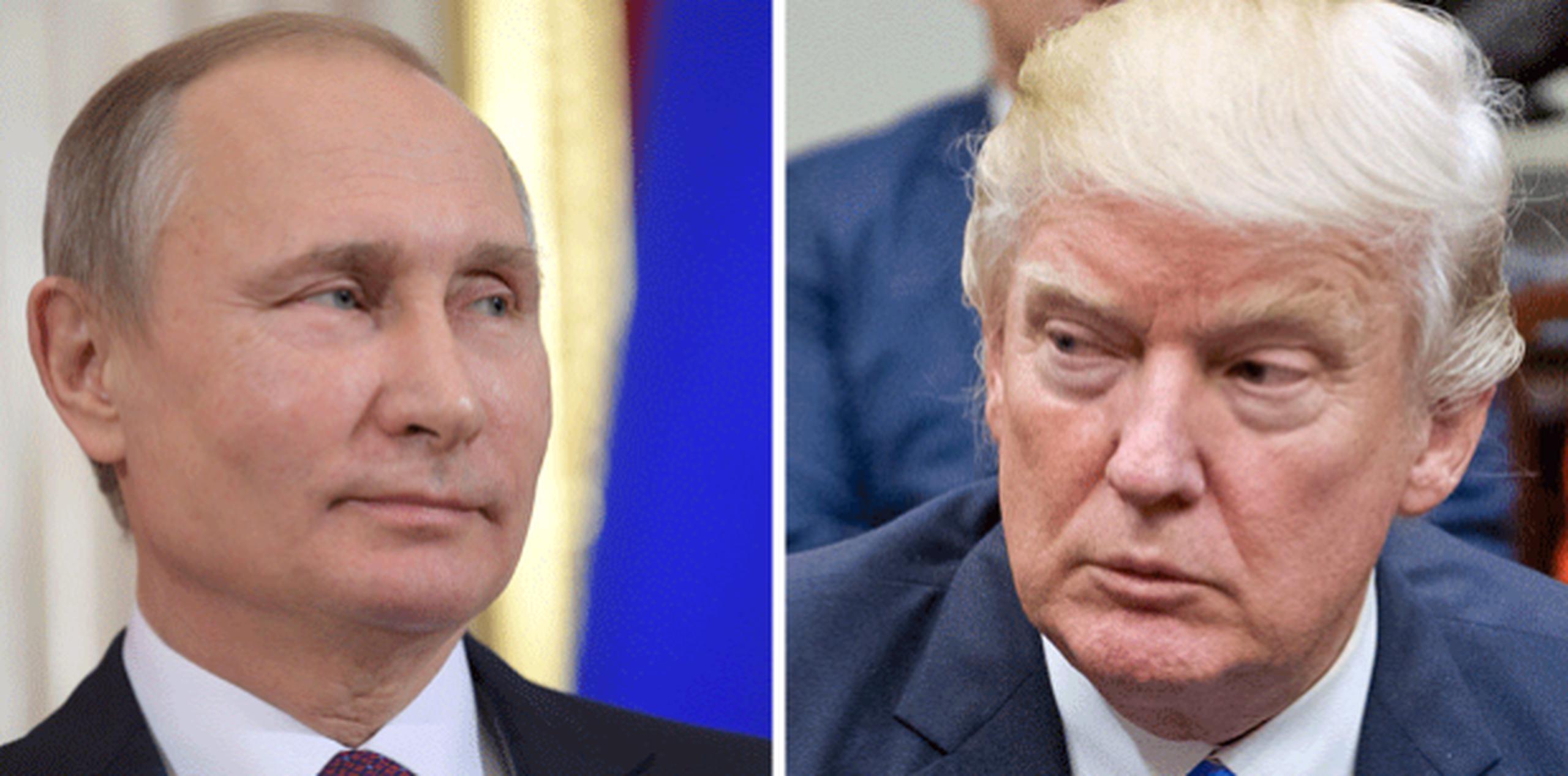Según Adamishin, Putin (izquierda) debe pedirle a Trump que abandone la política de contención aliada, ya que la expansión de la OTAN es uno de los principales factores de disensión entre ambos países. (Archivo)