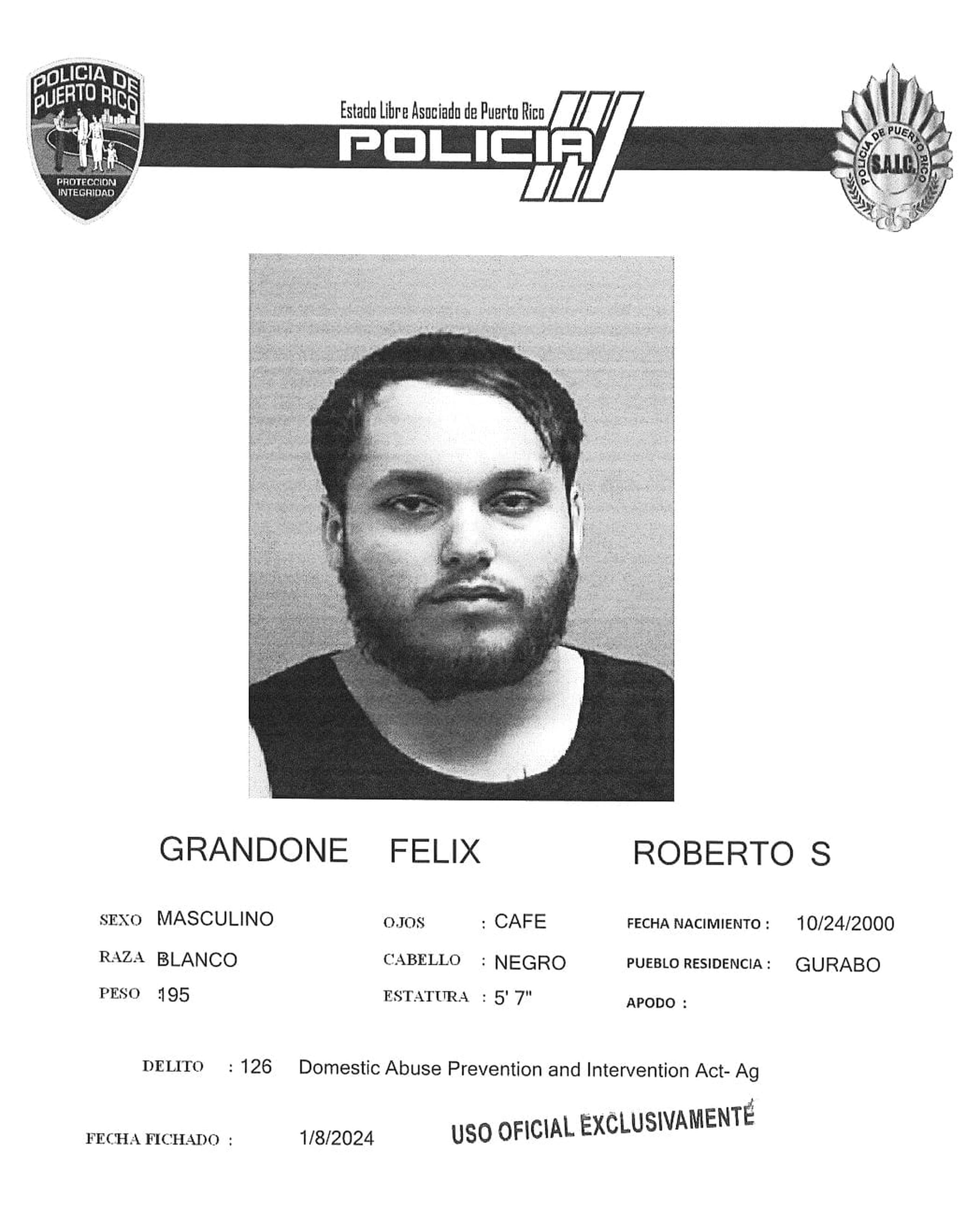 Roberto S. Grandone Félix enfrenta cargos por violencia de género.