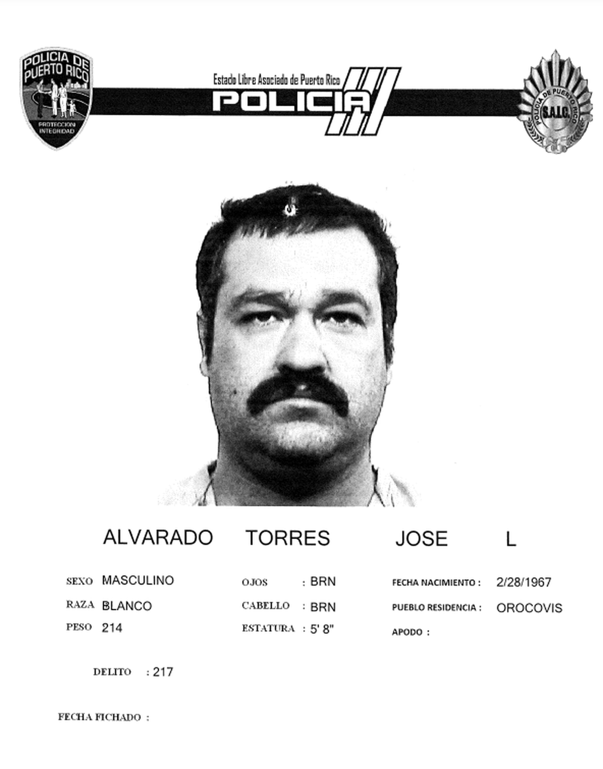 José L. Torres Alvarado poseía expediente criminal, según la Policía.