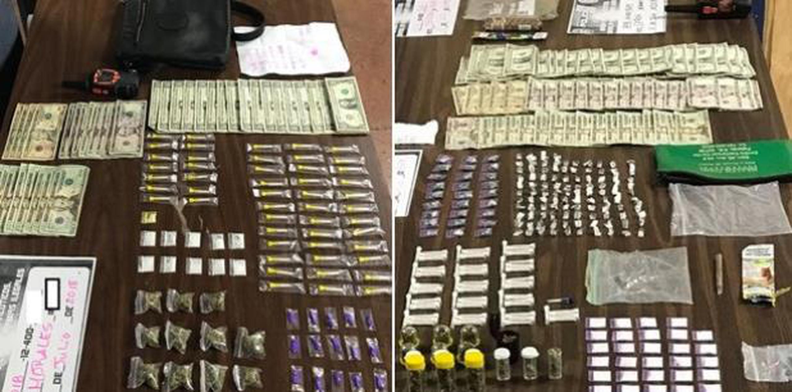 Al grupo le ocuparon 131 cápsulas de crack, 39 bolsas de cocaína, 21 envases cilíndricos con marihuana, 12 bolsas de marihuana, 146 decks de heroína y $828 en efectivo. (Suministradas)
