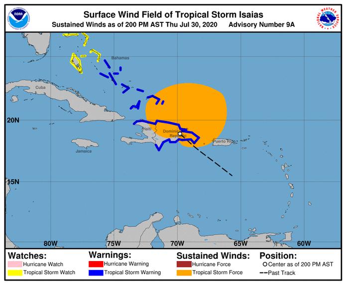Ya los vientos de tormenta tropical están fuera de la zona de Puerto Rico.