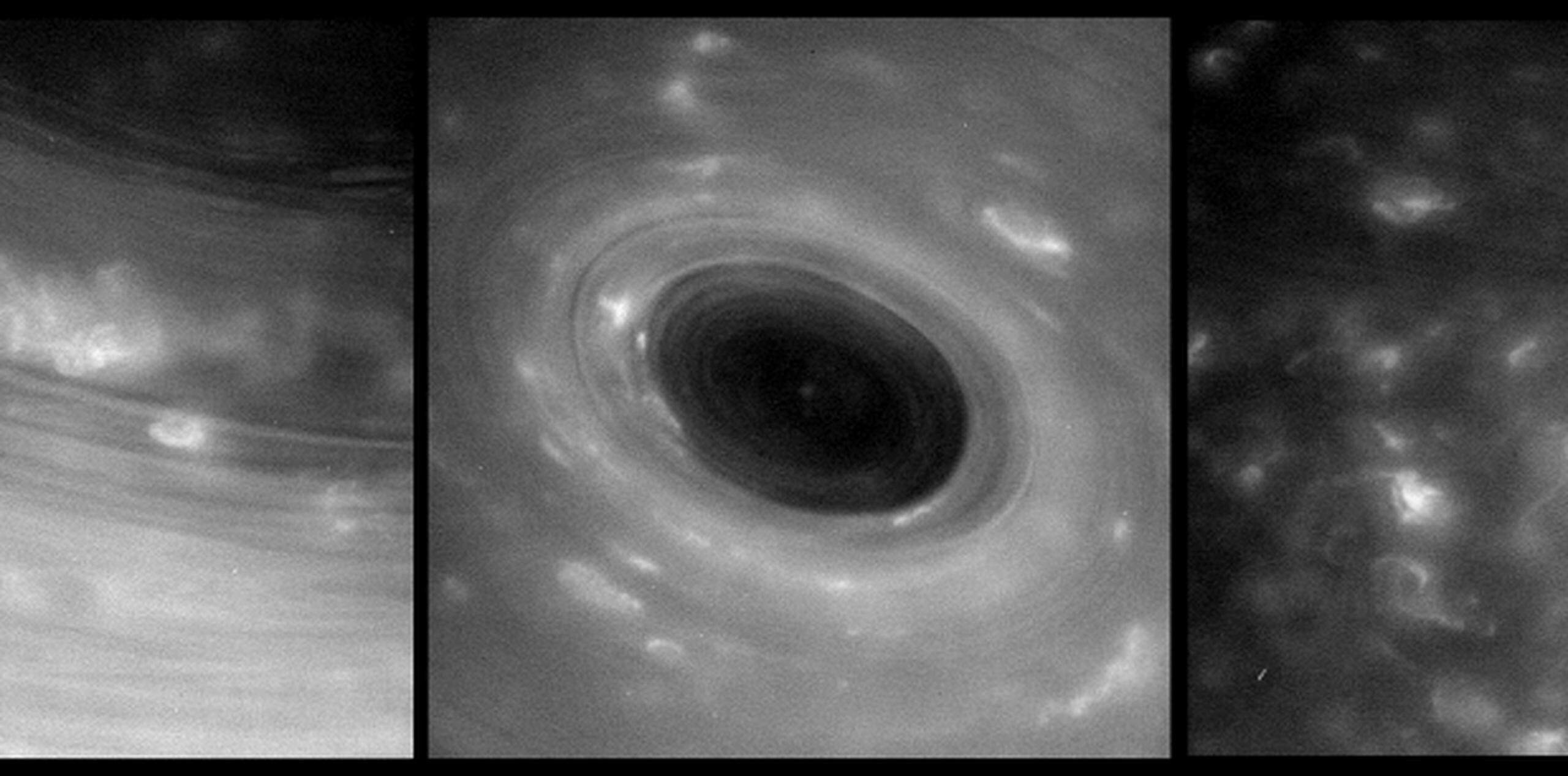 Algunas de las imáegenes tomadas por Cassini que muestran aspectos de la atmósfera de Saturno. (JPL-Caltech/Space Science Institute/NASA vía AP)
