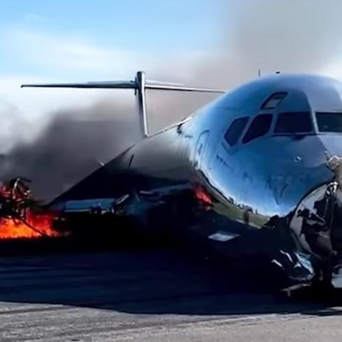 Imágenes revelan lo que pasó cuando avión se prendió en llamas en Miami