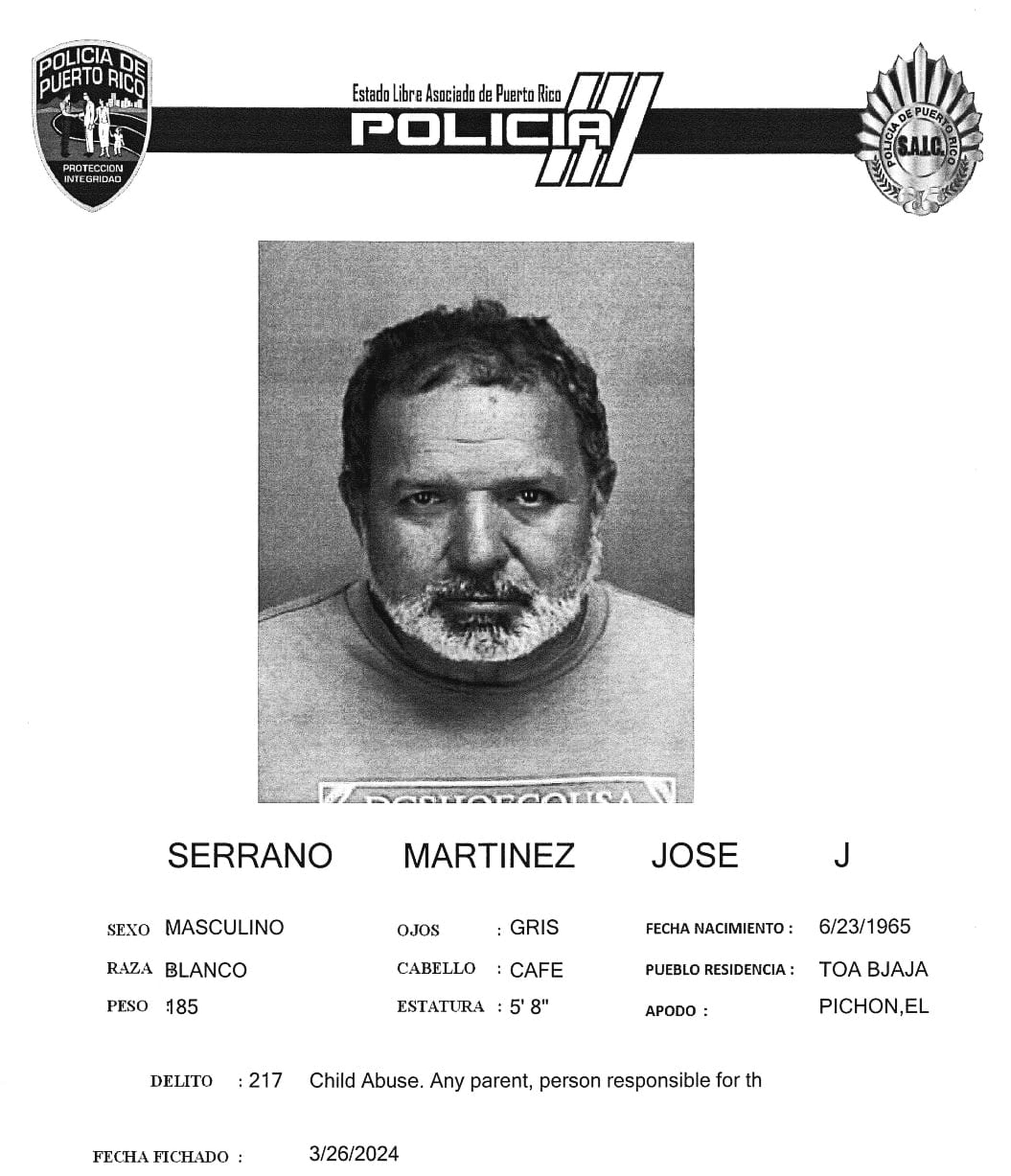 José J. Serrano Martínez enfrenta cargos por agresión sexual a un menor.
