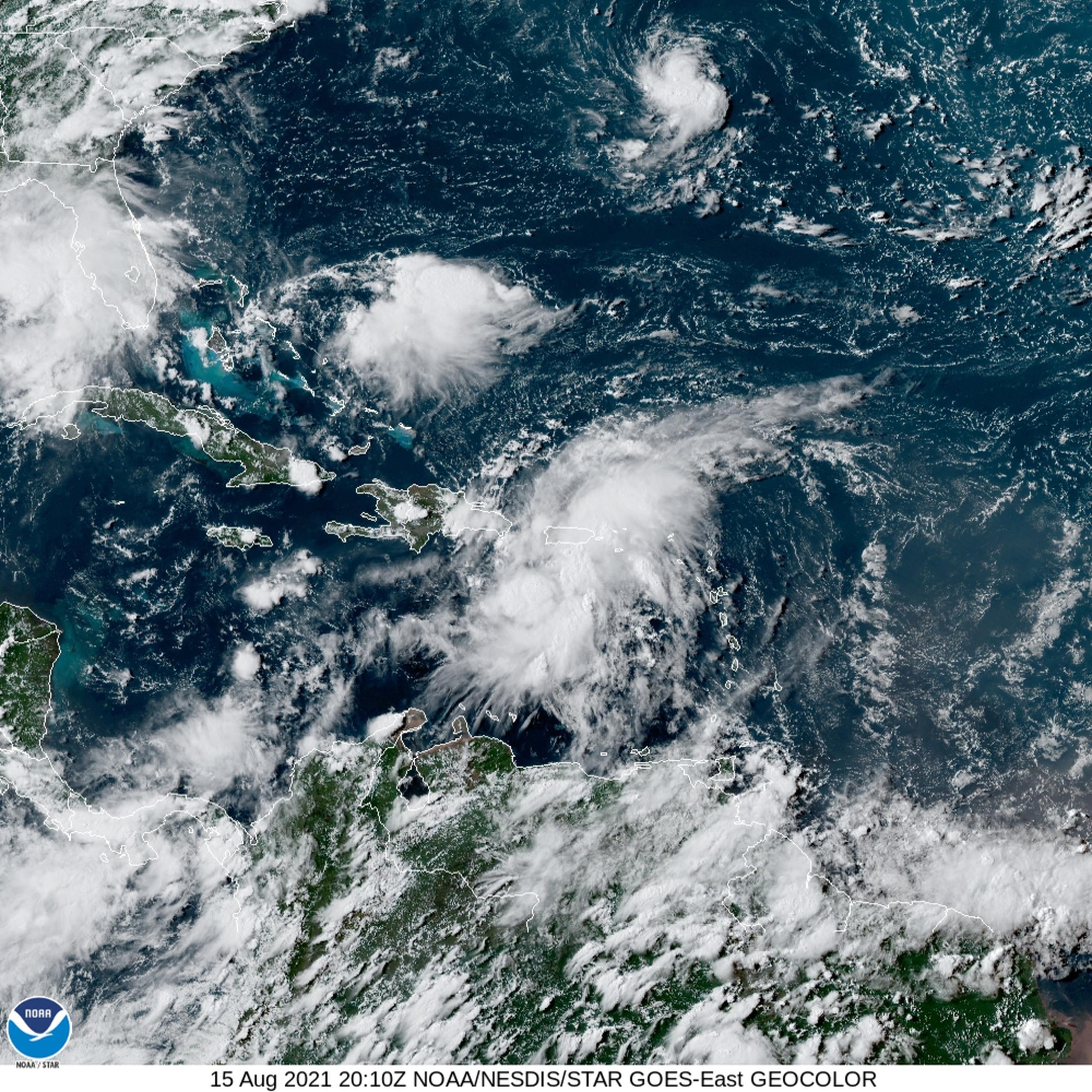 Imagen del satélite del sistema Grace al sur de Puerto Rico.