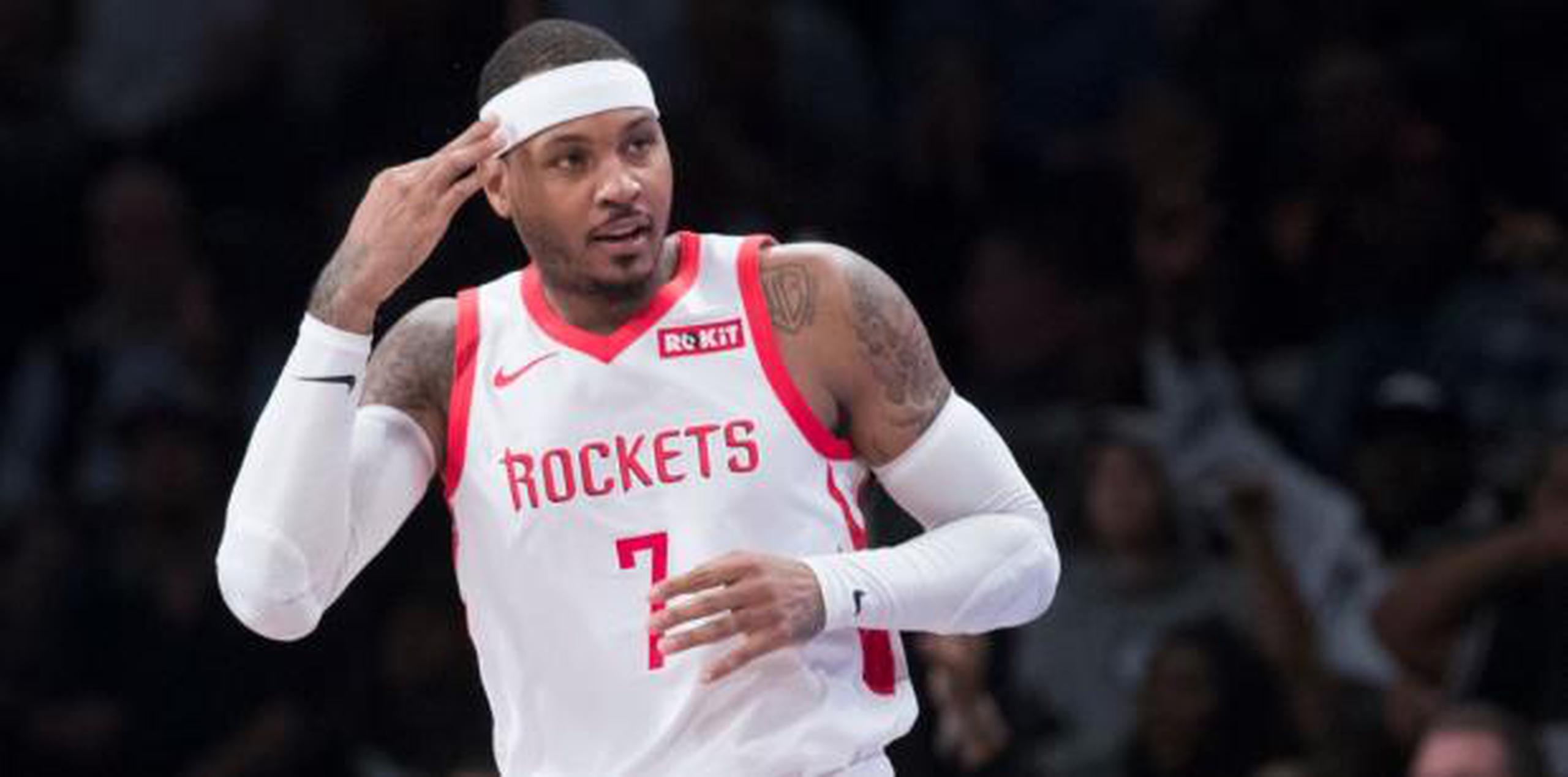 Anthony, quien se perdió el domingo su segundo partido consecutivo debido a una enfermedad, está en su primera temporada con los Rockets después de un año con el Thunder de Oklahoma City. (AP)