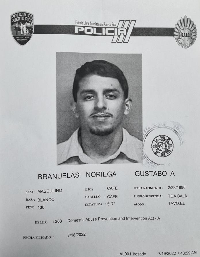 Gustabo A. Brañuelas Noriega fue acusado por violación al artículo 3.1 (maltrato) de la Ley 54 para la Prevención e Intervención con la Violencia Doméstica.