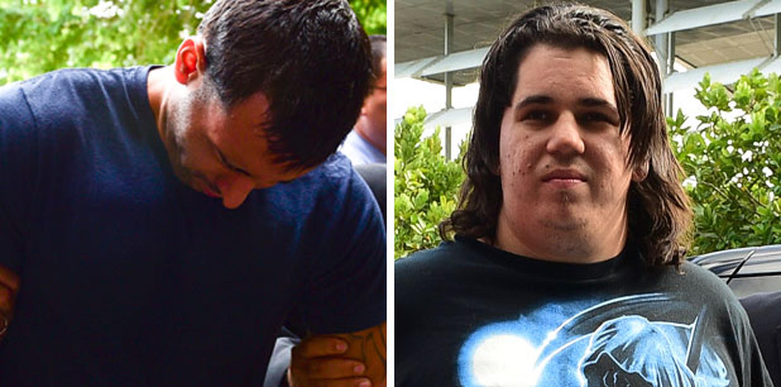 A eso de las 2:00 p.m., Christopher Sánchez Asencio (izquierda) y José Bosch Mulero fueron llevados al tribunal esposados de pies y manos. (tony.zayas@gfrmedia.com)