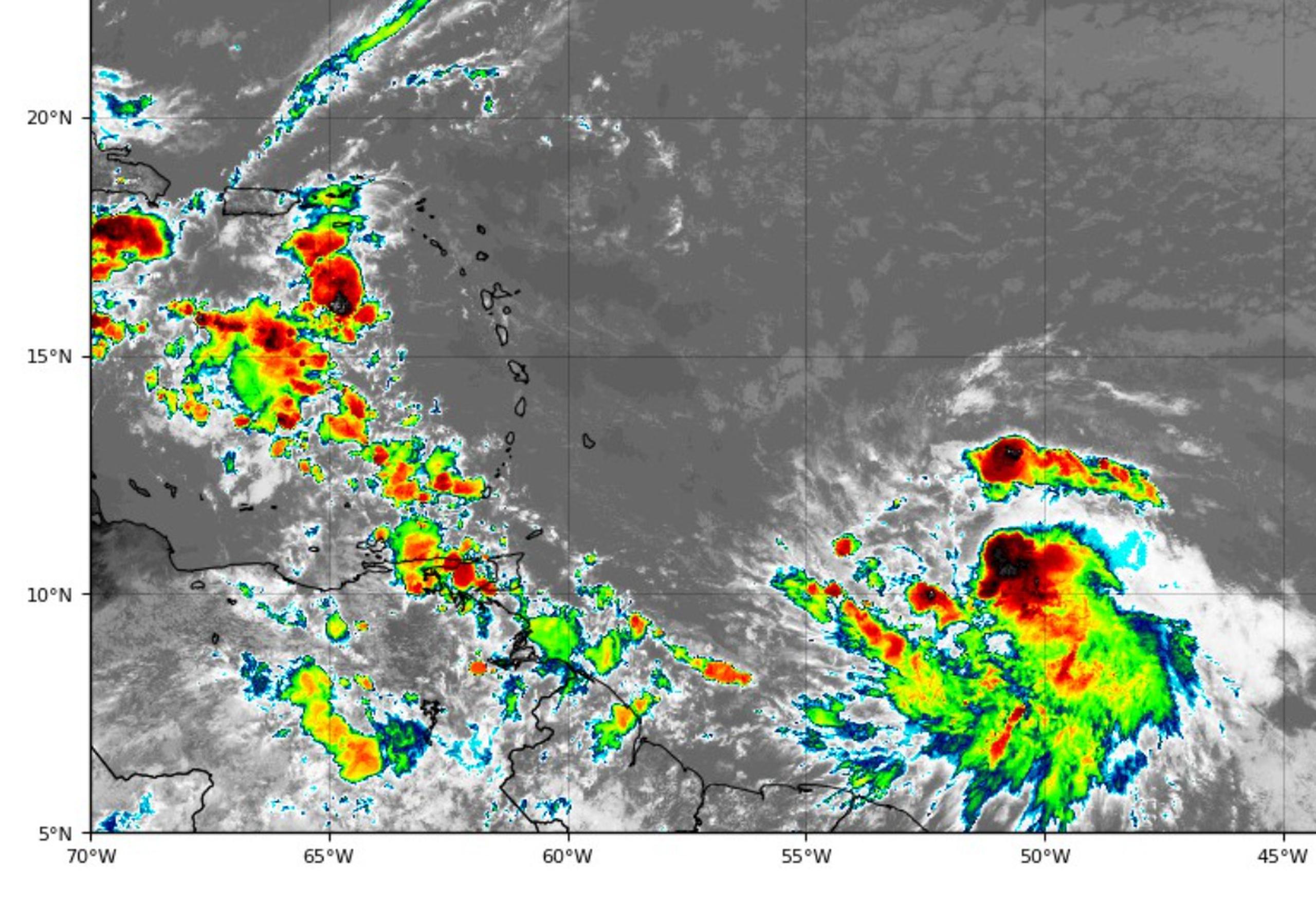 Elsa estaría pasando al sur de Puerto Rico entre la noche del viernes y la madrugada del sábado. (NOAA)