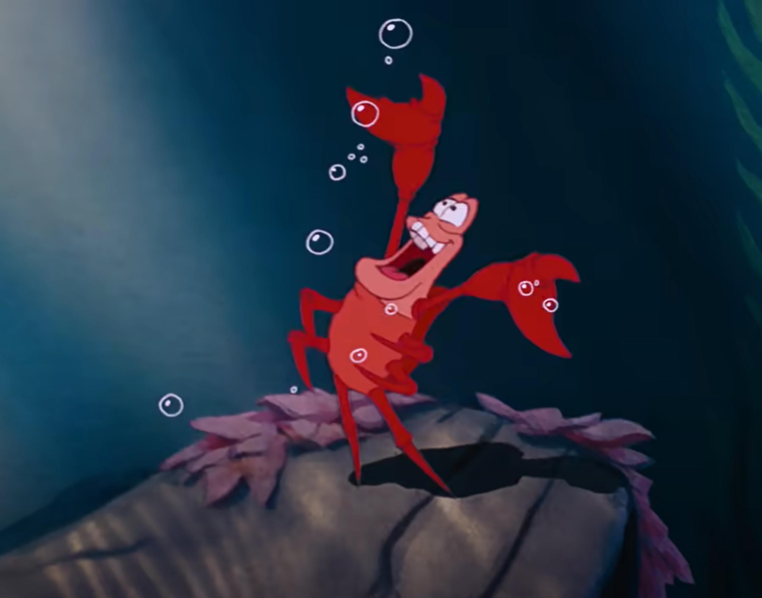 En la película de Disney, Sebastian es un cangrejo en la corte del rey Triton y su tarea es la composición de melodías para espectáculos musicales.