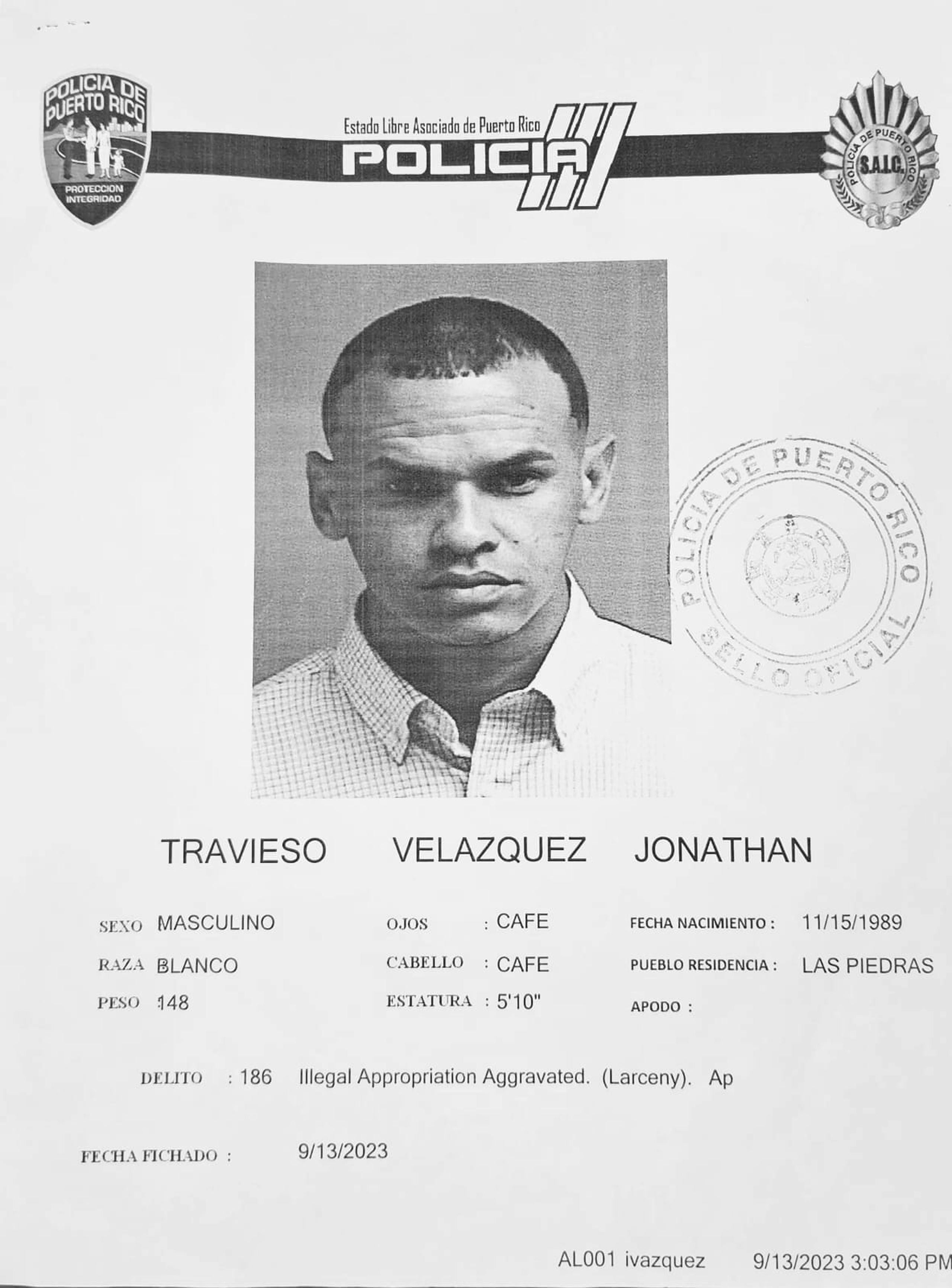 Jonathan Travieso Velázquez enfrenta cargos por fraude, falsedad ideológica y apropiación ilegal agravada.