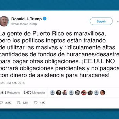 Trump les tira una advertencia a los políticos puertorriqueños