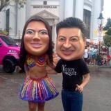 Maripily y Luis Raúl cabezudos en Carnaval de Ponce