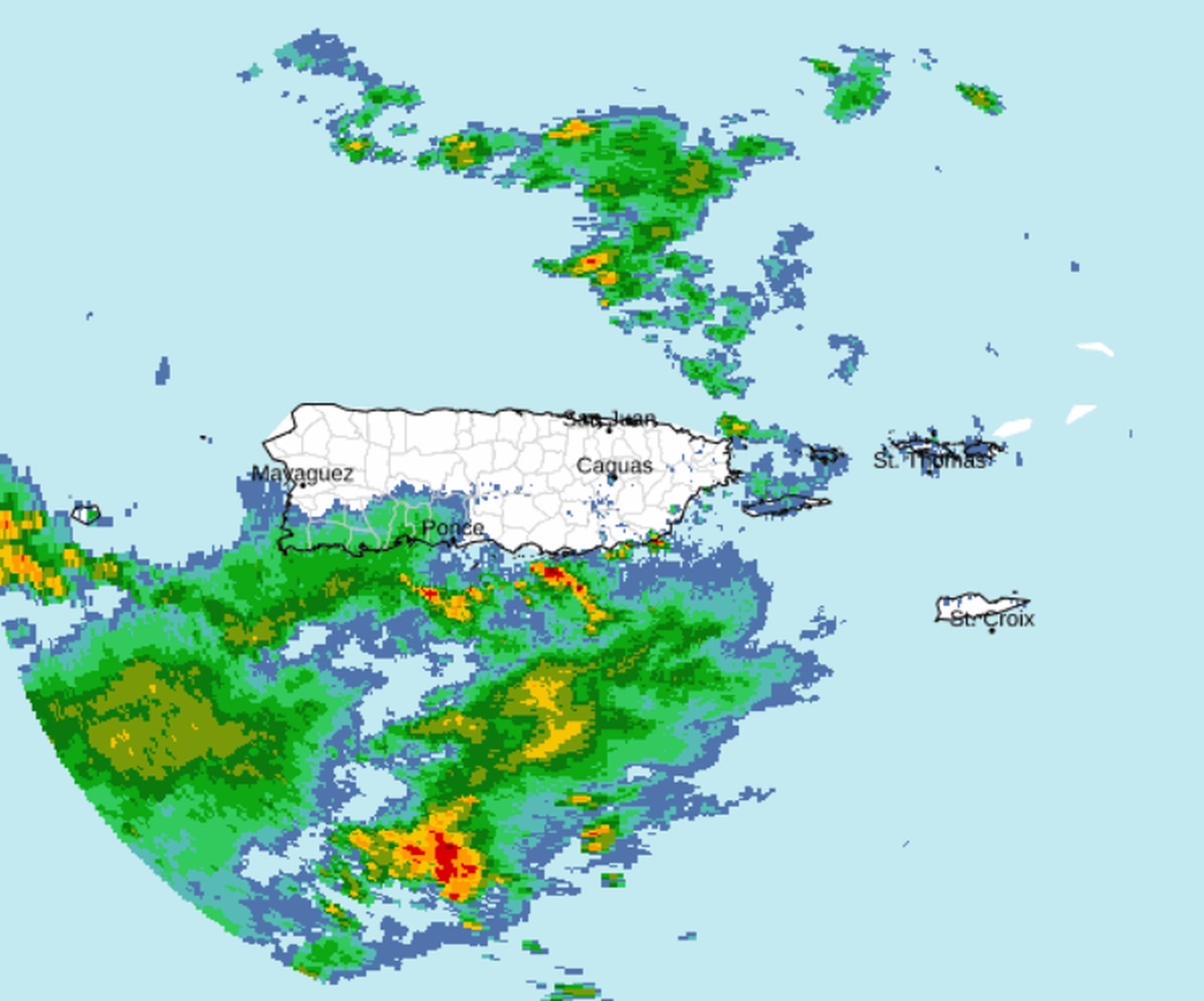 Imagen de radar de la lluvia esta mañana.