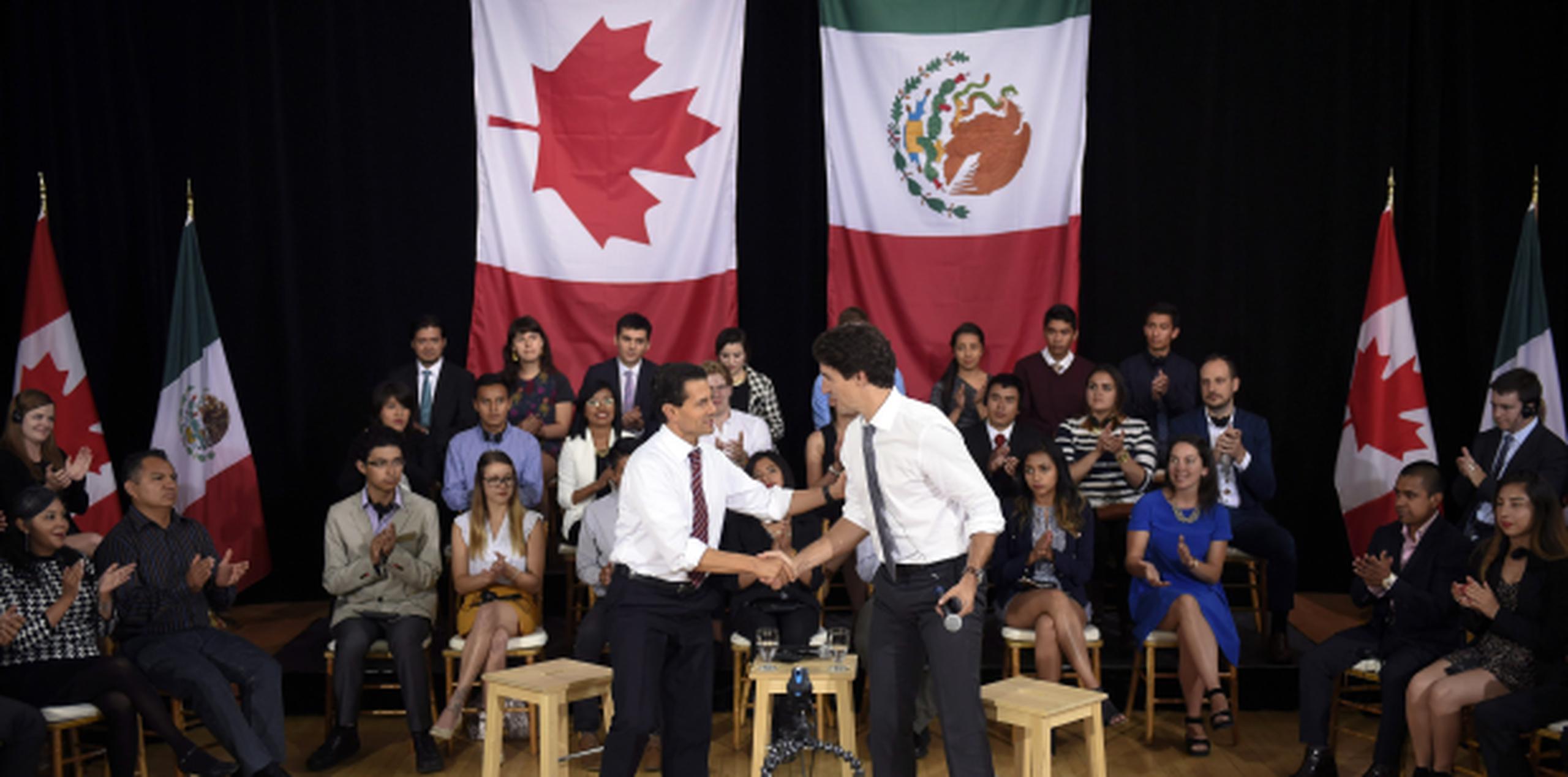 Trudeau y Peña Nieto hicieron el anuncio en Ottawa antes de la cumbre de gobernantes de América del Norte. (Prensa Asociada)