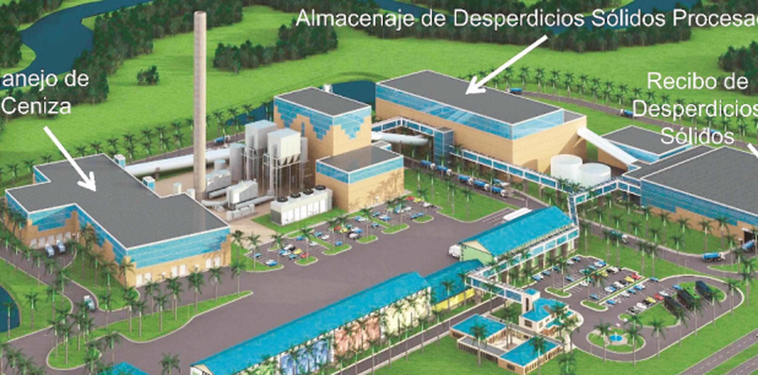 Croquis de la planta que Energy Answers propone construir en Arecibo. (Archivo)