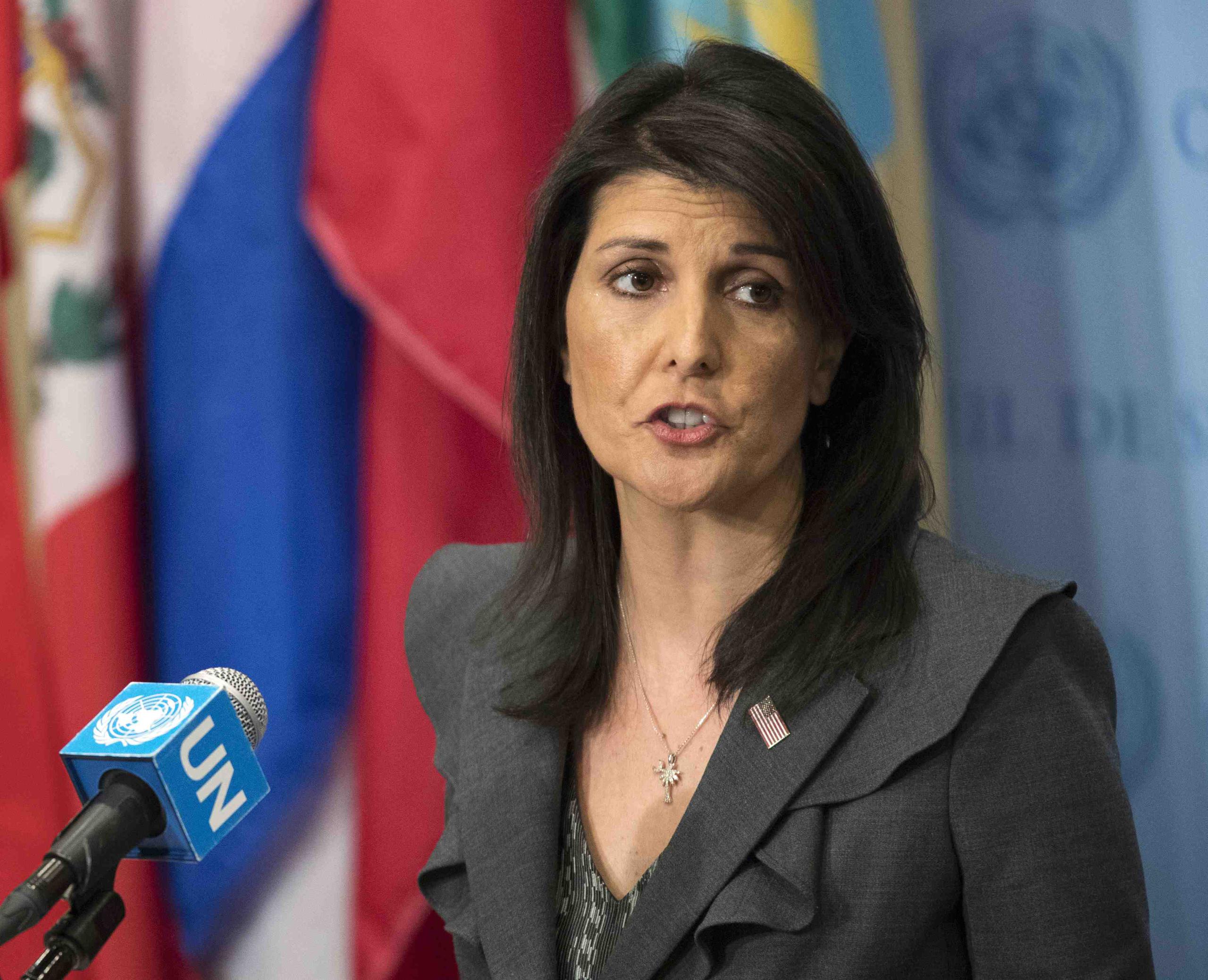 La embajadora de Estados Unidos ante Naciones Unidas, Nikki Haley, anunció la retirada el martes y criticó al consejo por “su prejuicio crónico contra Israel”. (AP)