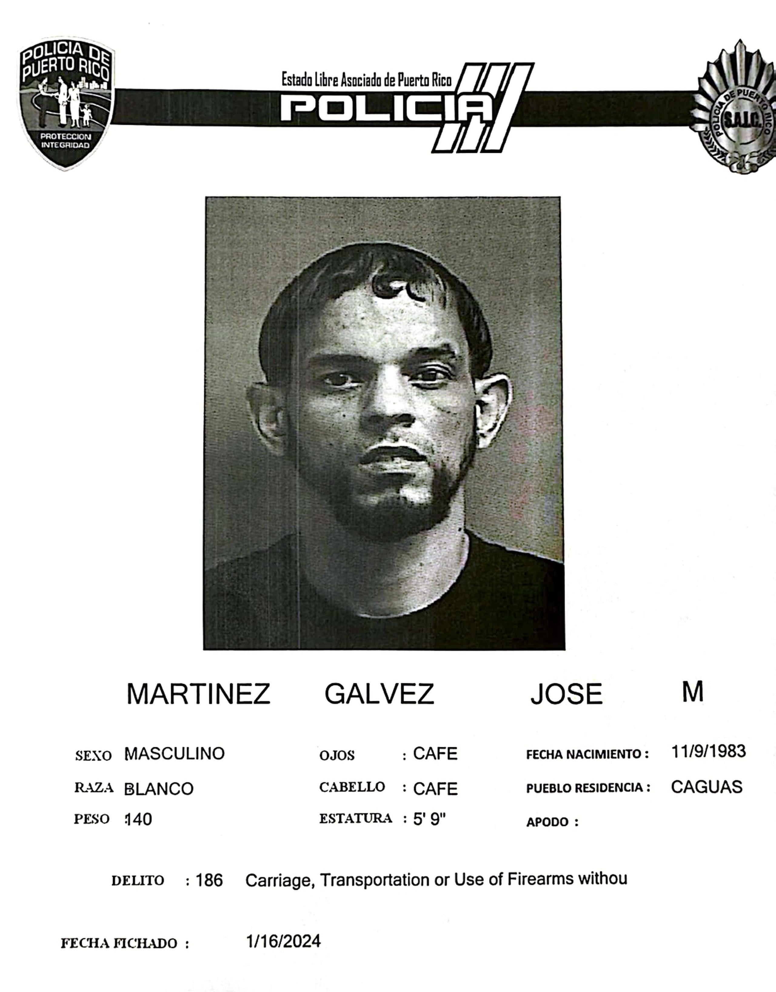 Ficha policial de José M. Martínez Galvez.