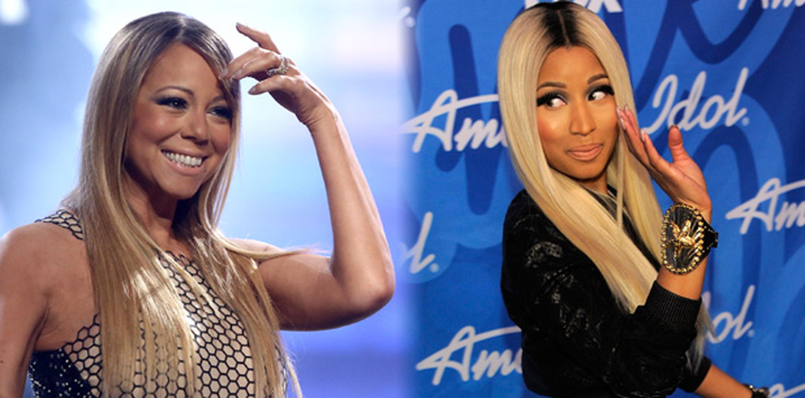 Mariah Carey y Nicki Minaj (der.) se van sin pena ni gloria de American Idol. AP