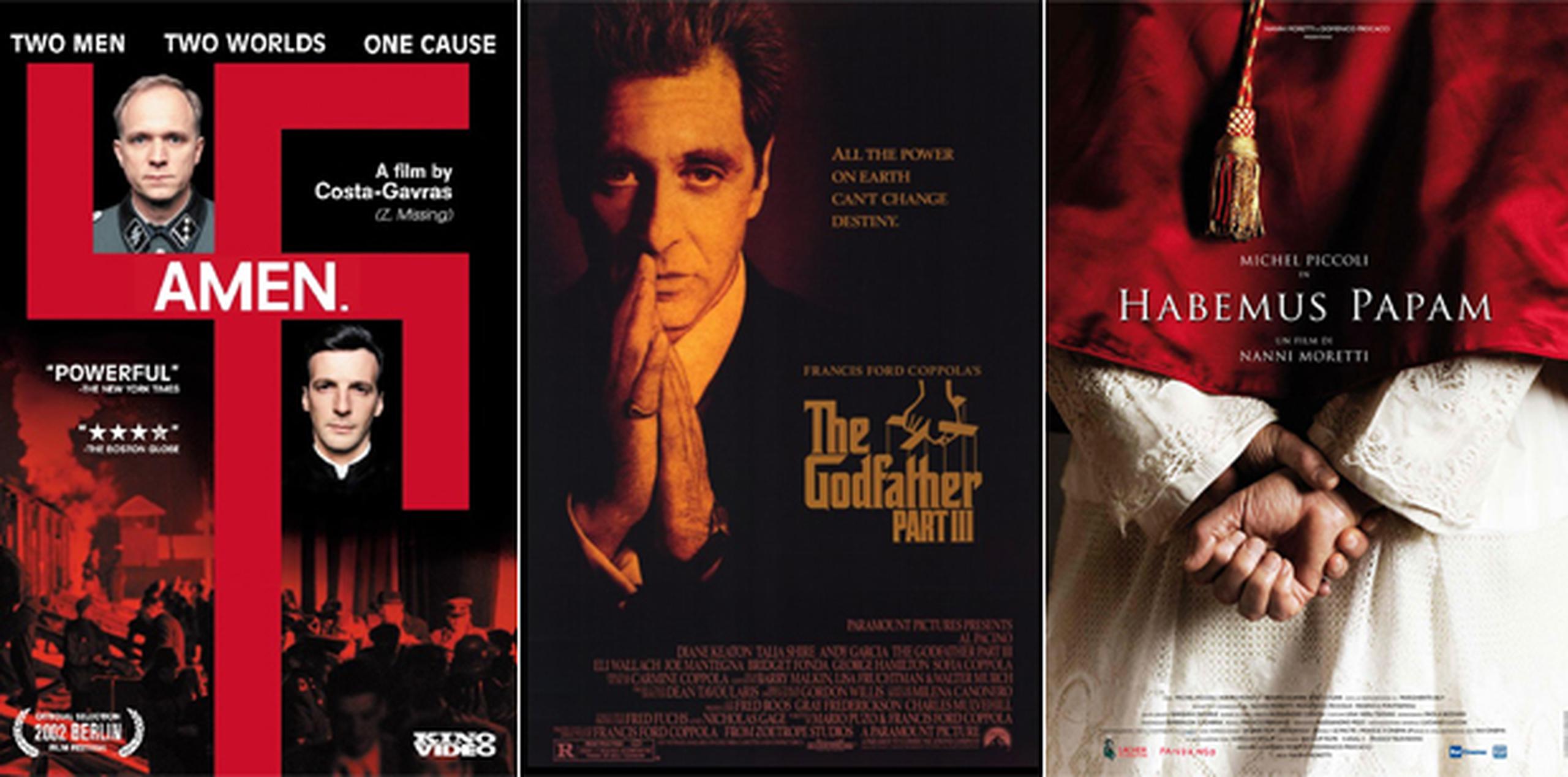 "Amén", "The Godfather: Part III" y la recién "Habemus Papam" son tres de los largometrajes que han representado directa e indirectamente a los papas de la historia.
