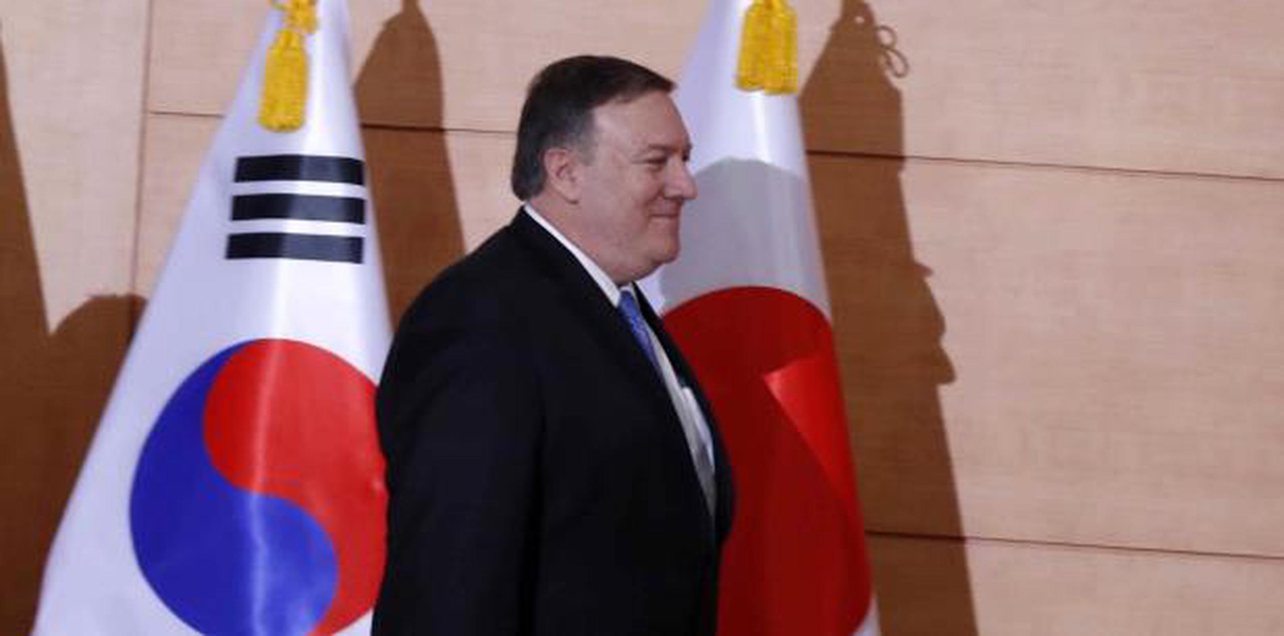 El secretario de Estado de Estados Unidos, Mike Pompeo, se reunió con diplomáticos surcoreanos y japoneses. (AP)