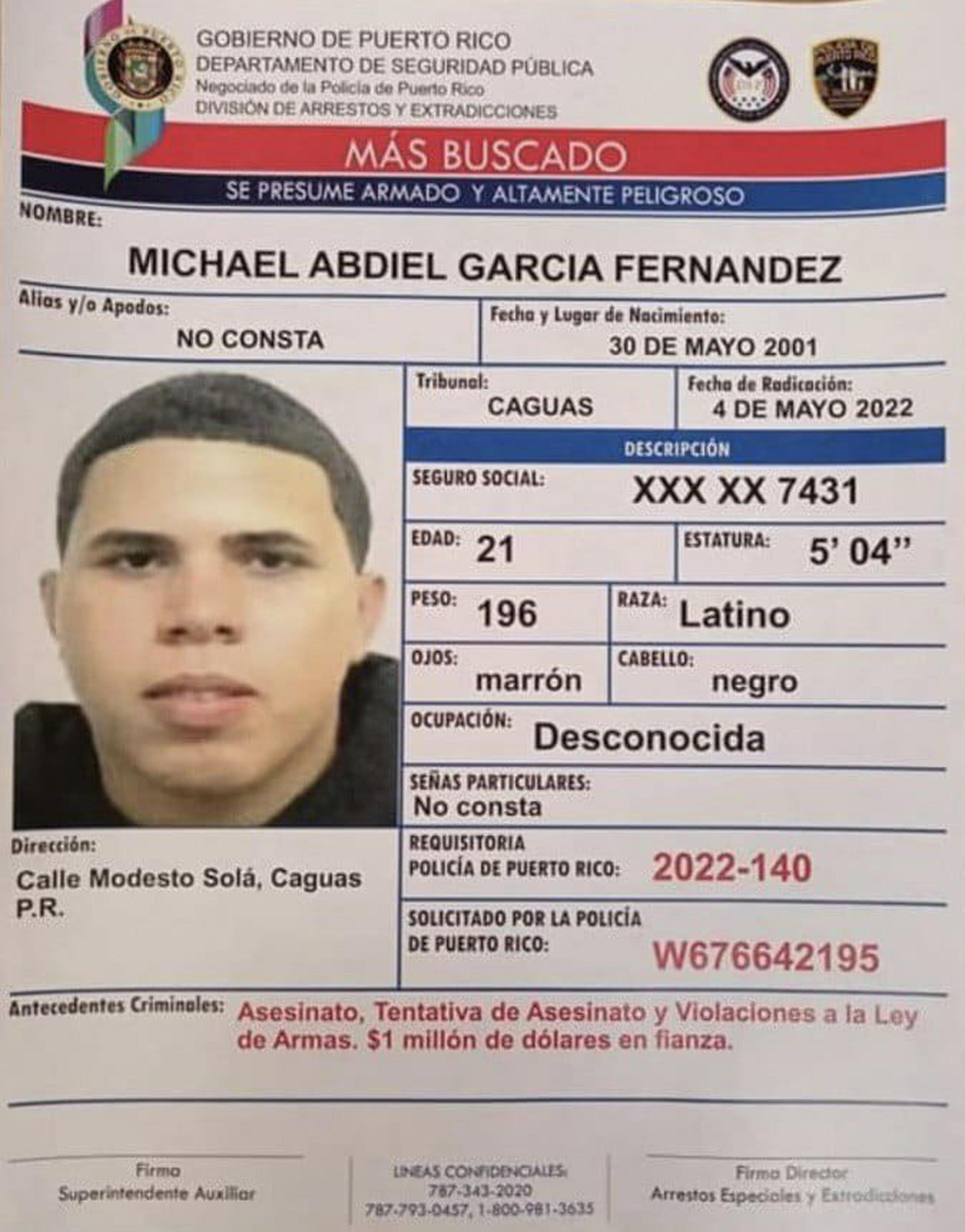 Contra Michael García Fernández también pesaba una fianza de $1 millón.