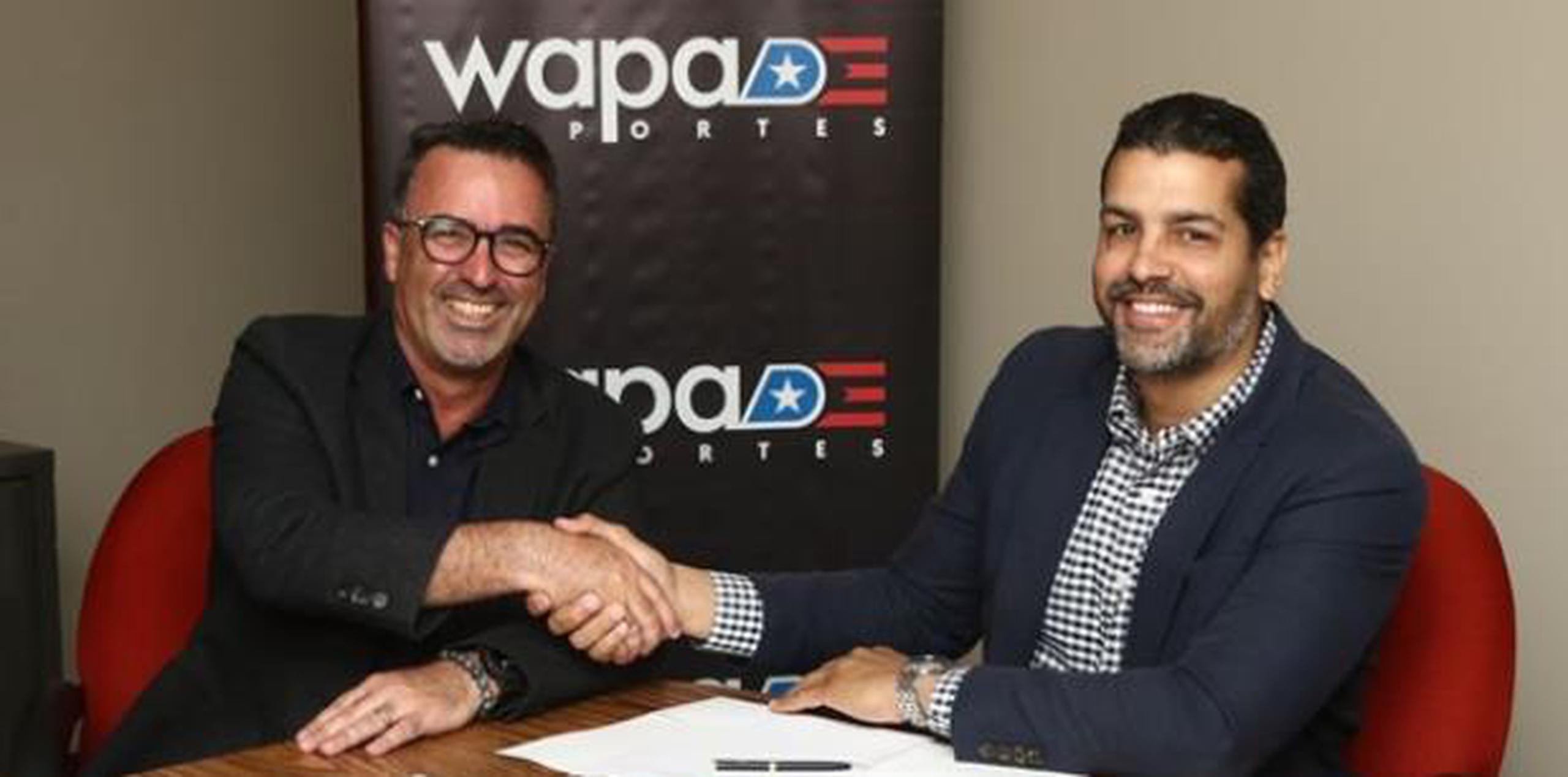 En la foto, Paco Vargas, gerente de Wapa Deportes,  y Ricardo Dalmau, nuevo presidente del BSN (Suministrada)