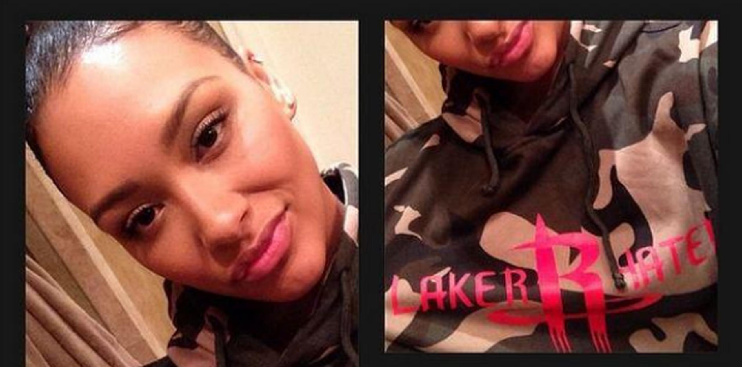 La cantante se tomó una foto con una camiseta que decía “Laker Hater” y la colocó en Instagram, pero posteriormente decidió borrarla tras recibir comentarios negativos por parte de fanáticos del equipo de Los Ángeles. (Instagram)