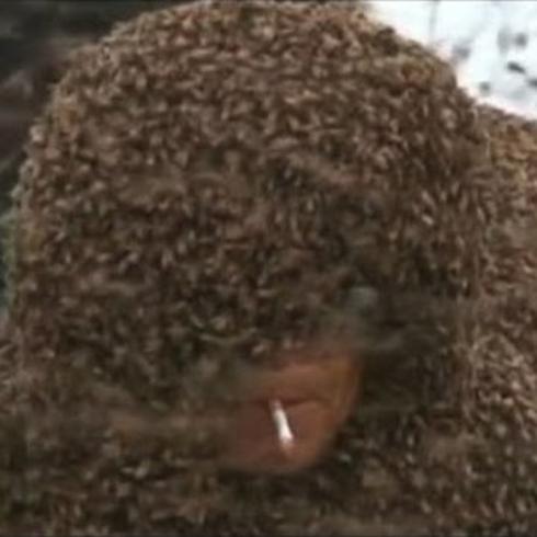 Rompió el Récord Mundial Guinness al cubrir su cuerpo por completo con 1.1 millones de abejas 
