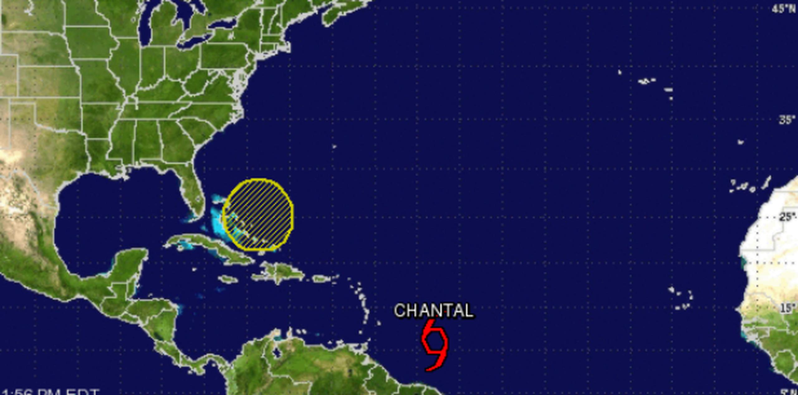 Según la proyección del Servicio Nacional de Meteorología en San Juan, de mantenerse la trayectoria que lleva Chantal, el sistema podría pasar al sur de Puerto Rico. (Noaa)
