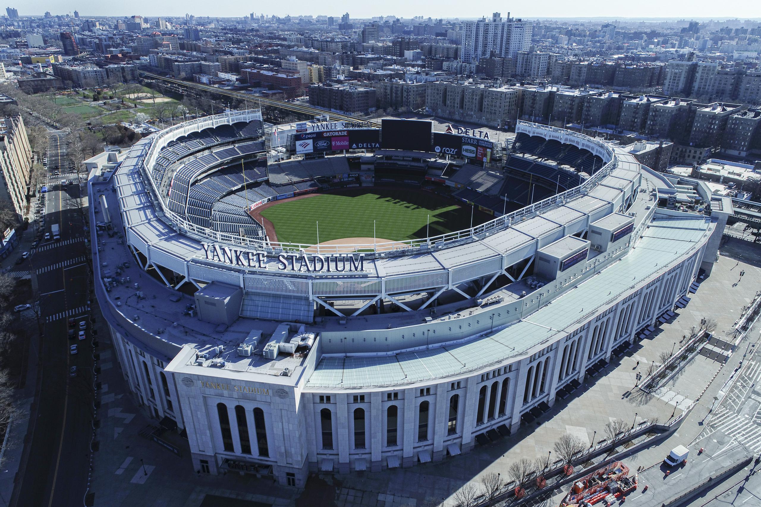 Vista aérea del Yankee Stadium en Nueva York. El estadio podría ser utilizado para práctica y juegos, sin MLB activa su temporada.
