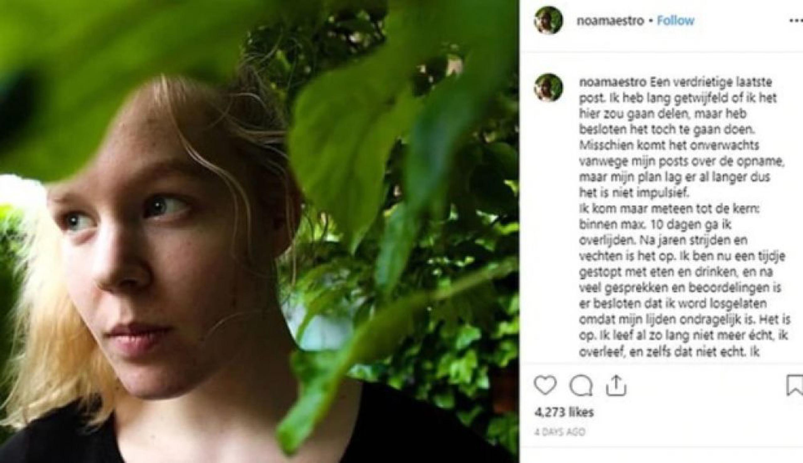Noa Pothoven anunció que decidió someterse a la eutanasia a través de sus redes sociales. (Instagram)