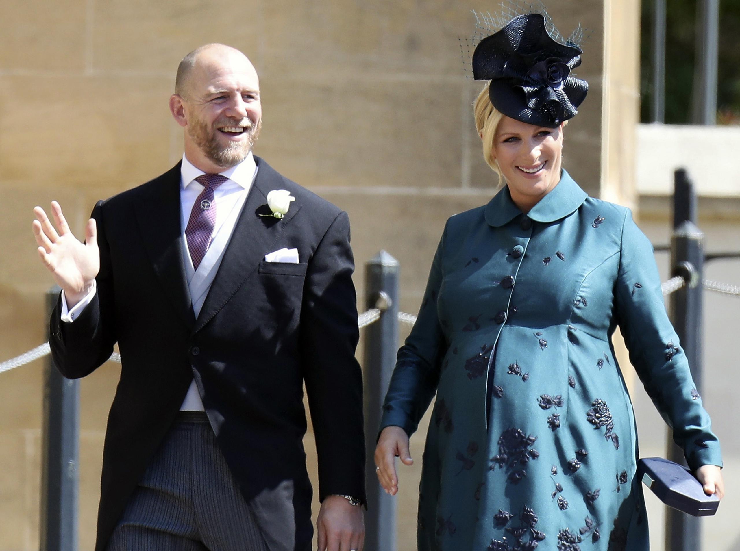 Mike y Zara Tindall llegan a la boda del príncipe Enrique y Meghan Markle en la Capilla de San Jorge, en el Castillo de Windsor, cerca de Londres, Inglaterra.