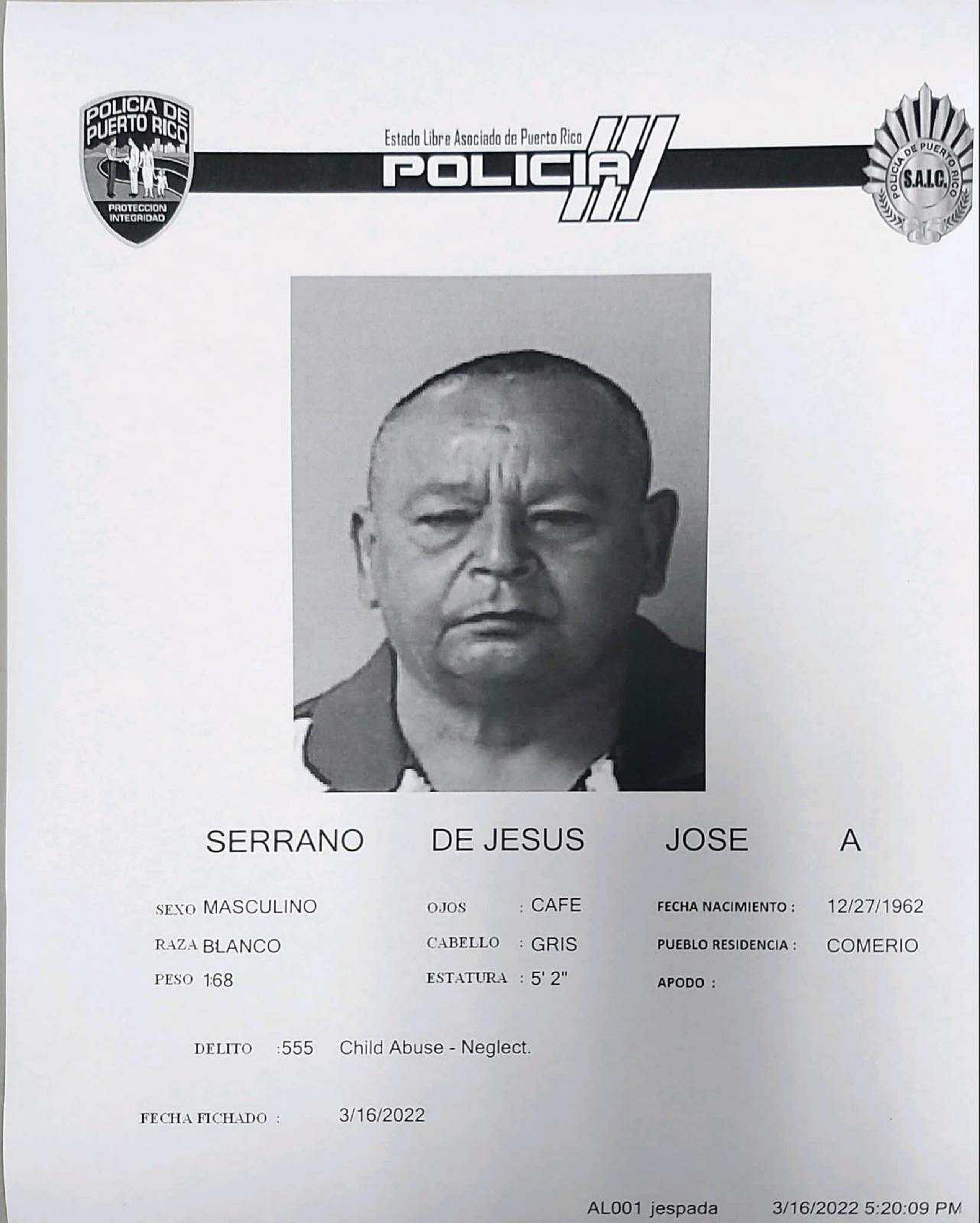 Ficha de José Serrano de Jesús