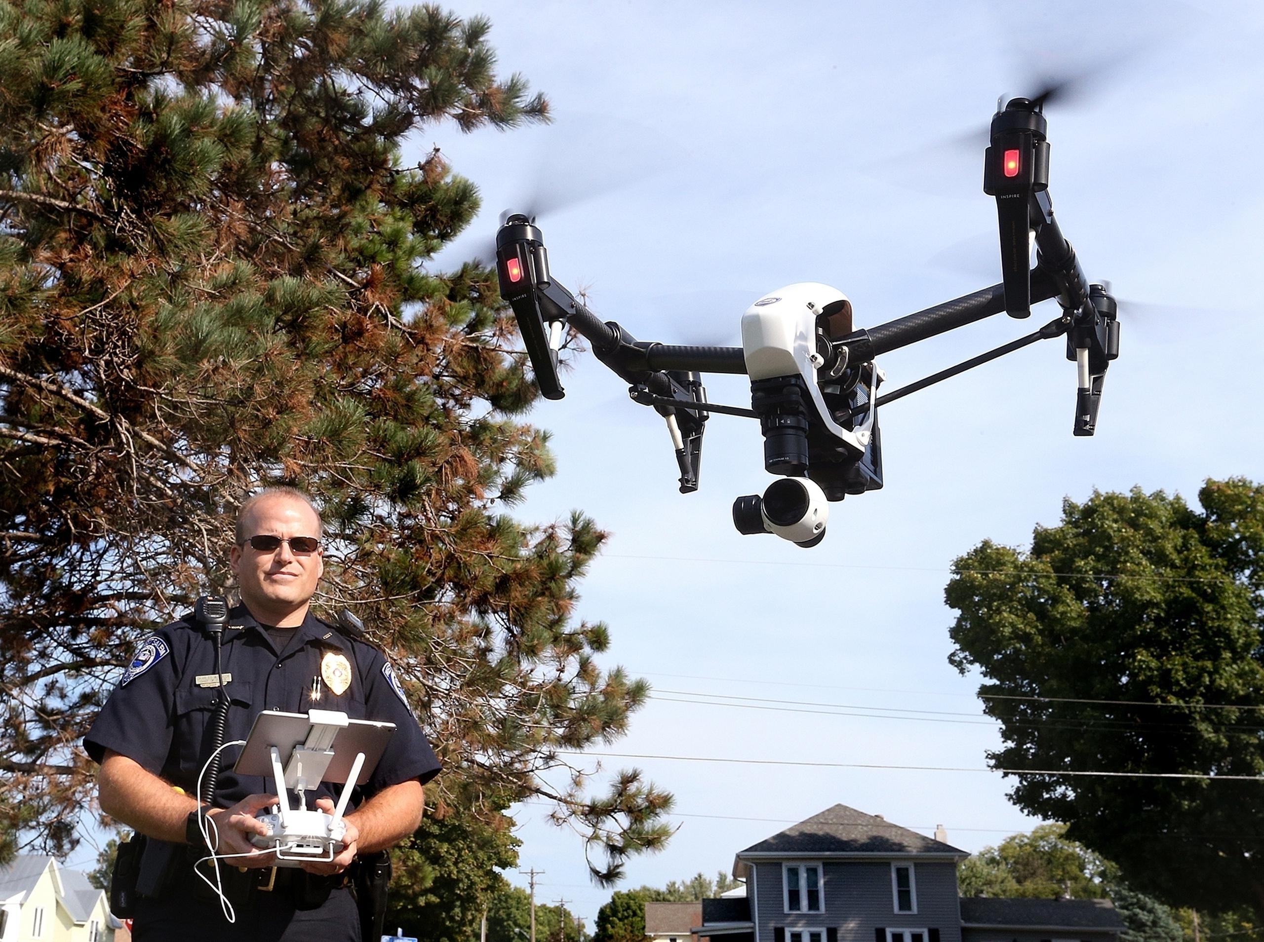 Un dron usado por la policía de West Salem, Wisconsin.