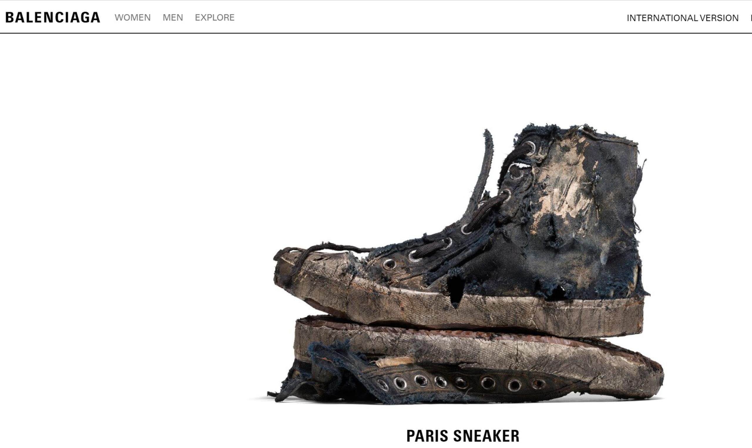 La casa de moda lanzó solos 100 pares de la zapatilla Paris "full destroyed".