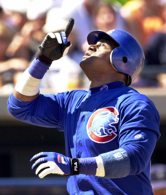 Sammy Sosa played 13 seasons with the Chicago Cubs, including 11 with 30 or more homers.  (AP)