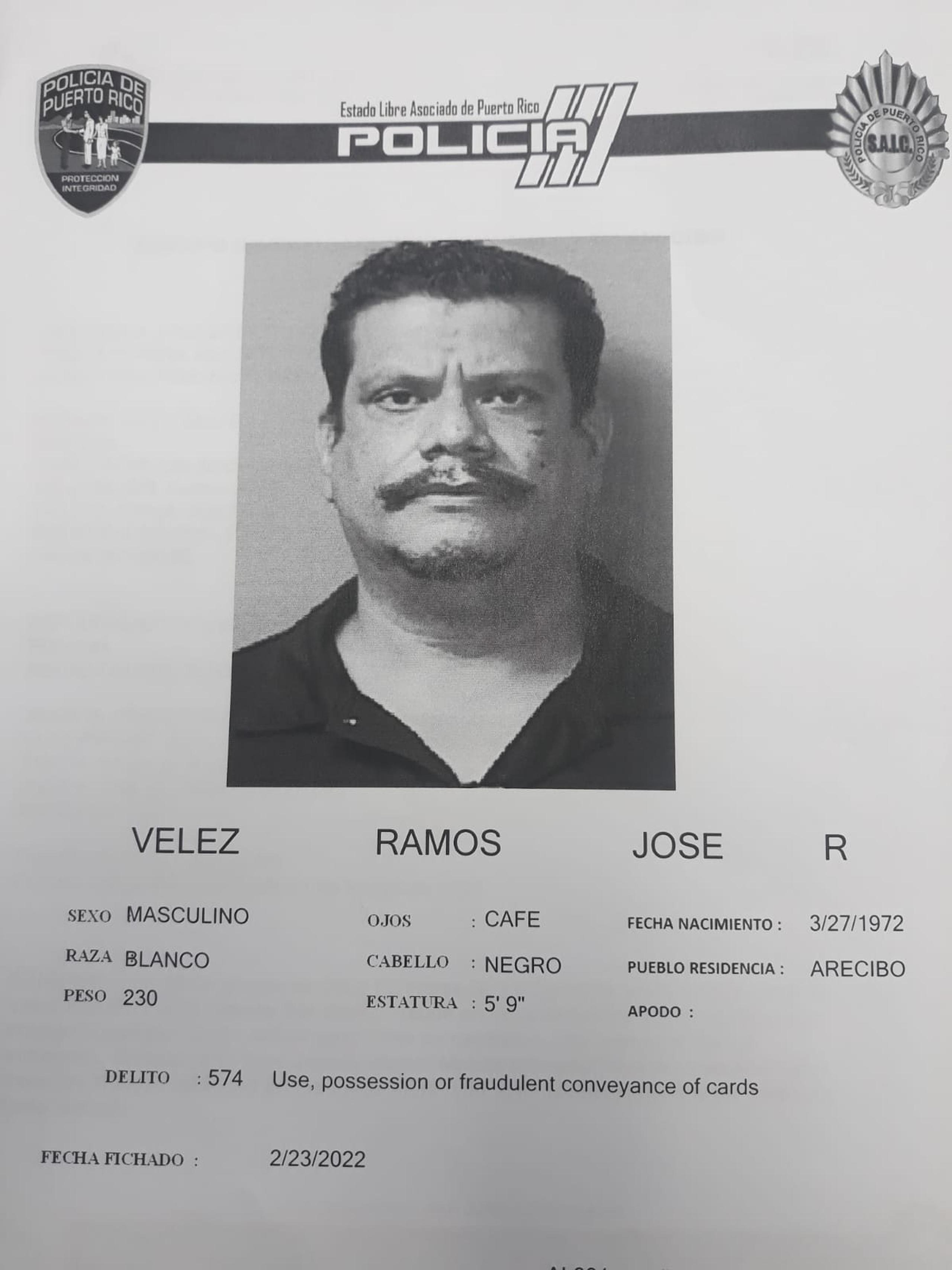 José R. Vélez Ramos, de 49 años, residente de Arecibo.