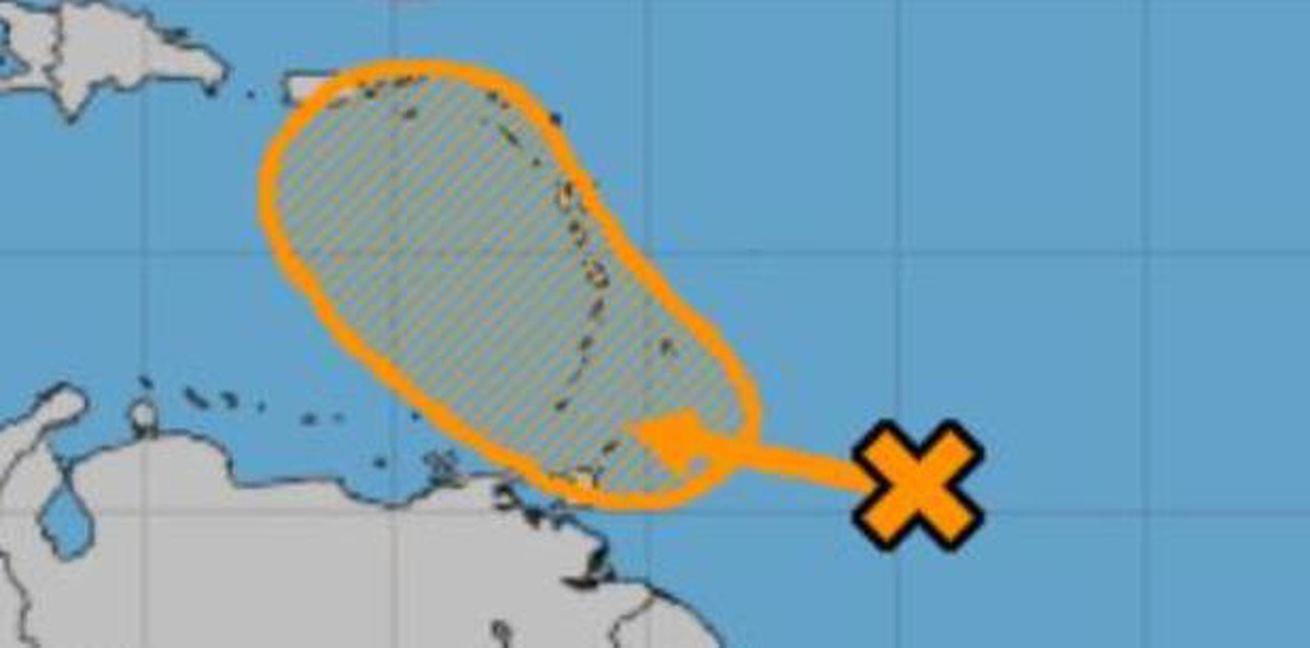 Proyección de posible trayectoria trazada por el Centro Nacional de Huracanes. (Captura / NOAA)