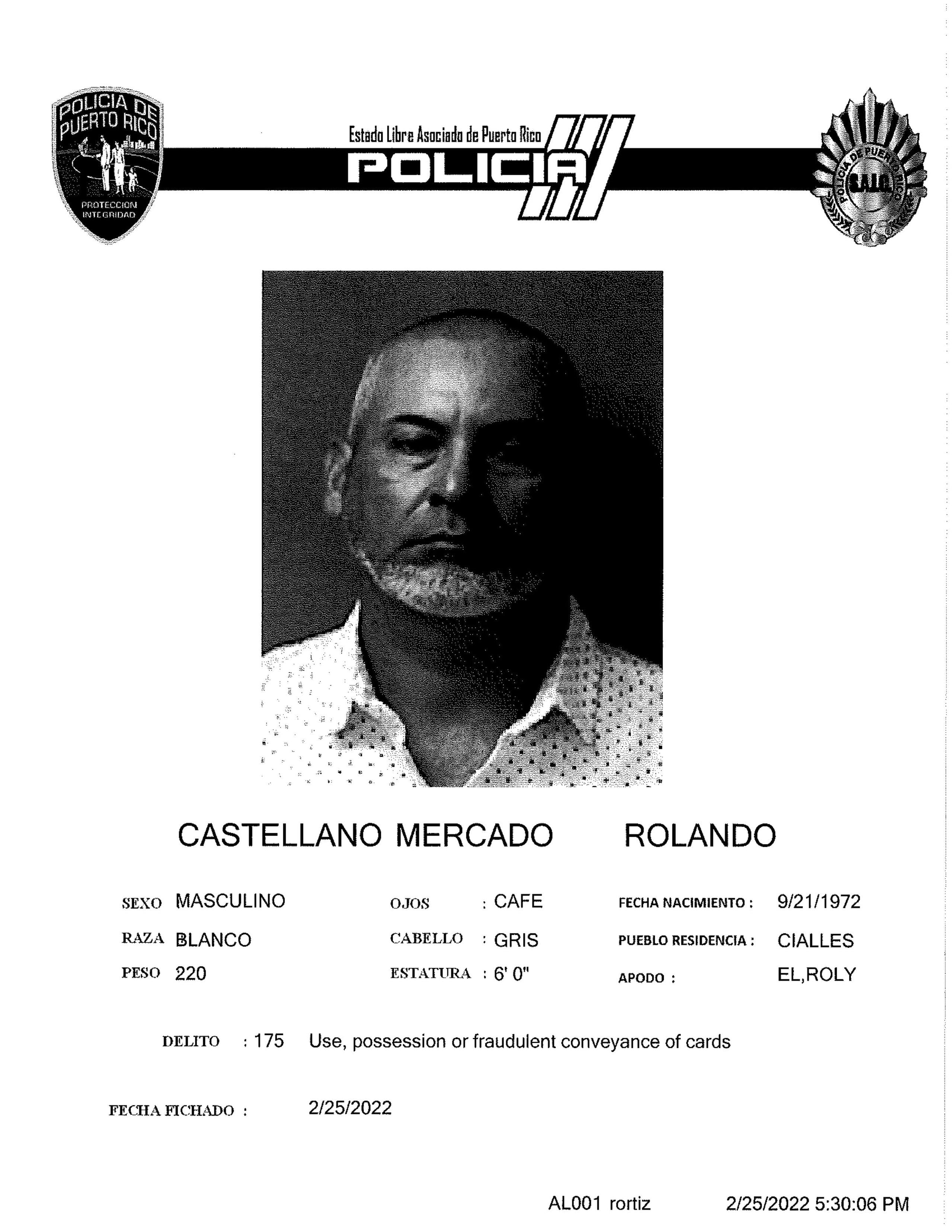 Ficha de Rolando Mercado Castellano