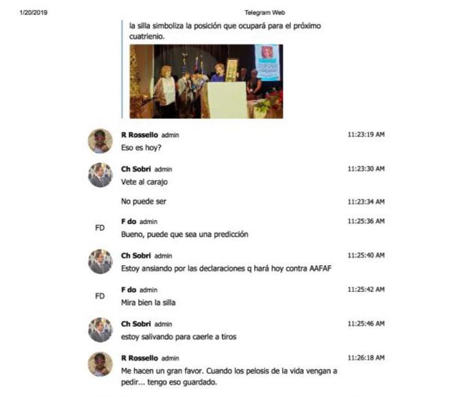 Parte del chat de Telegram de Rosselló donde habrían hablado de Carmen Yulín Cruz.